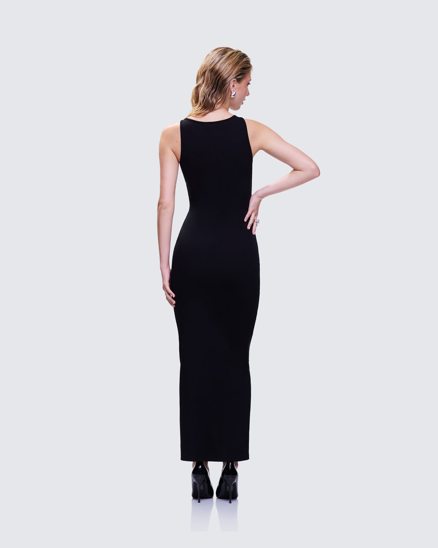 Jazlyn Black Invisible Strap Maxi Dress