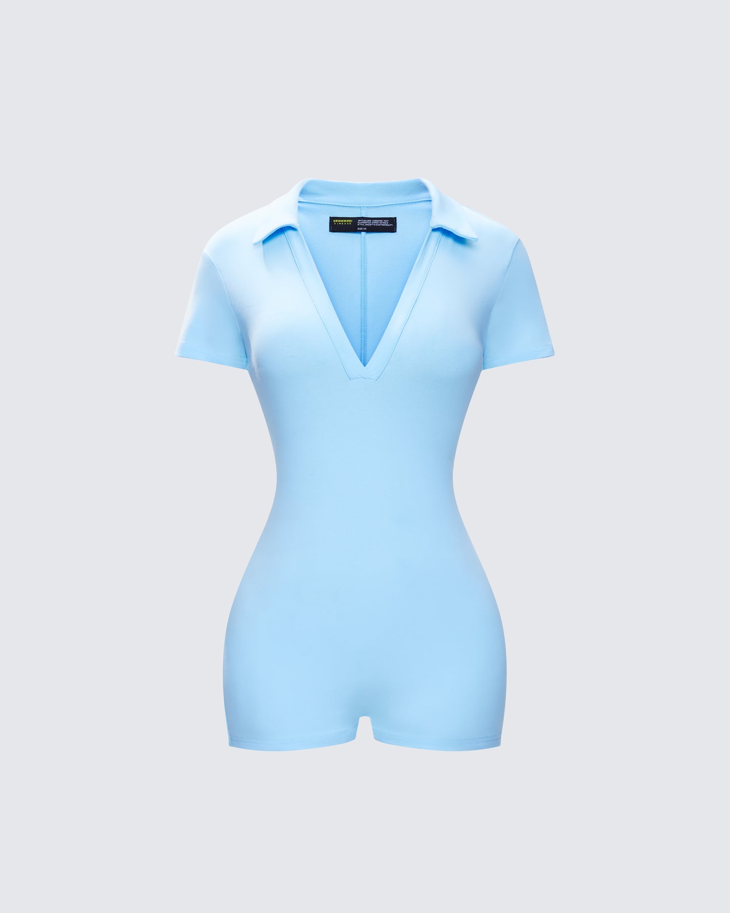 Jeane Marie Blue Mini Rib Romper 3d product front