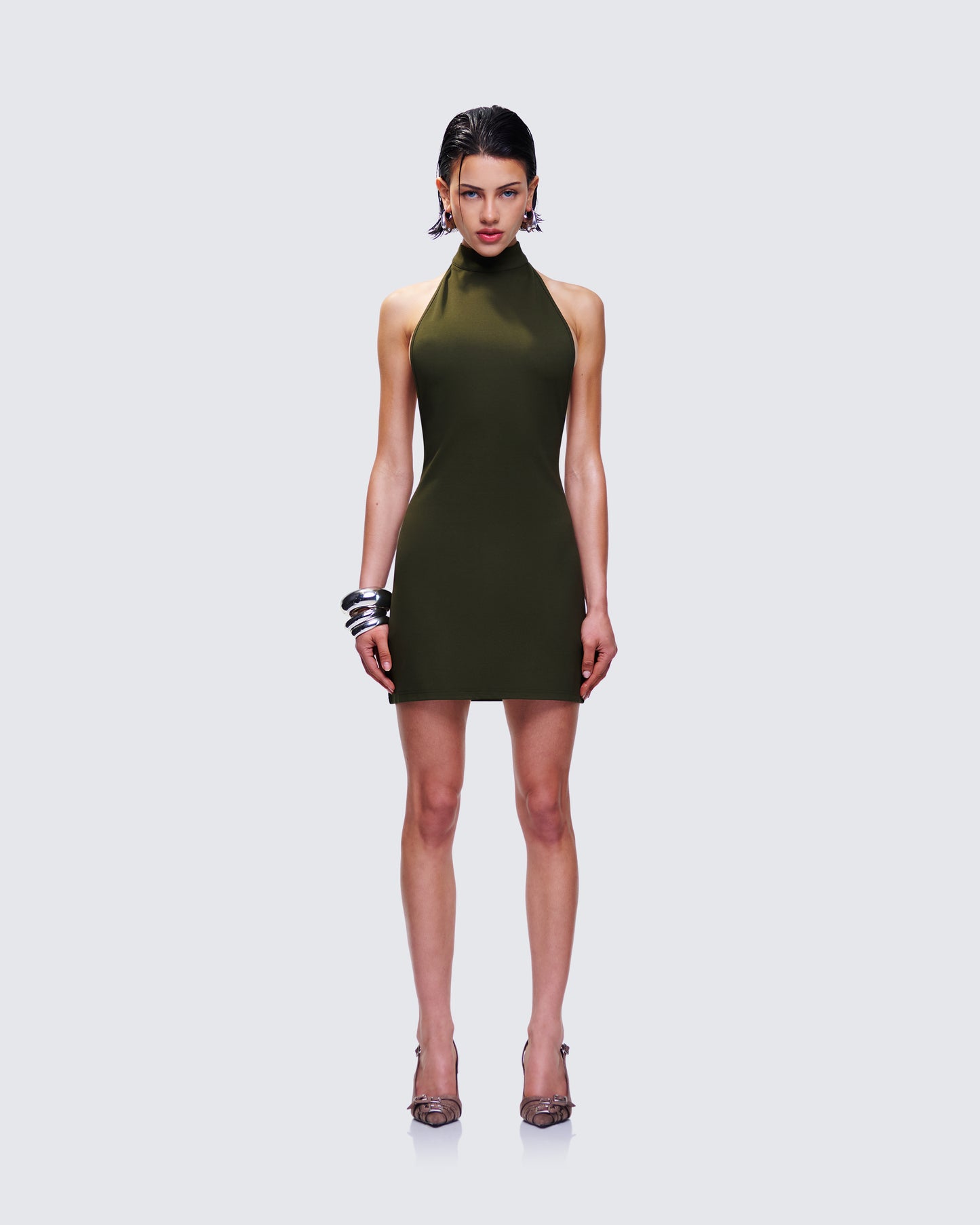 Jess Olive Halter Dress