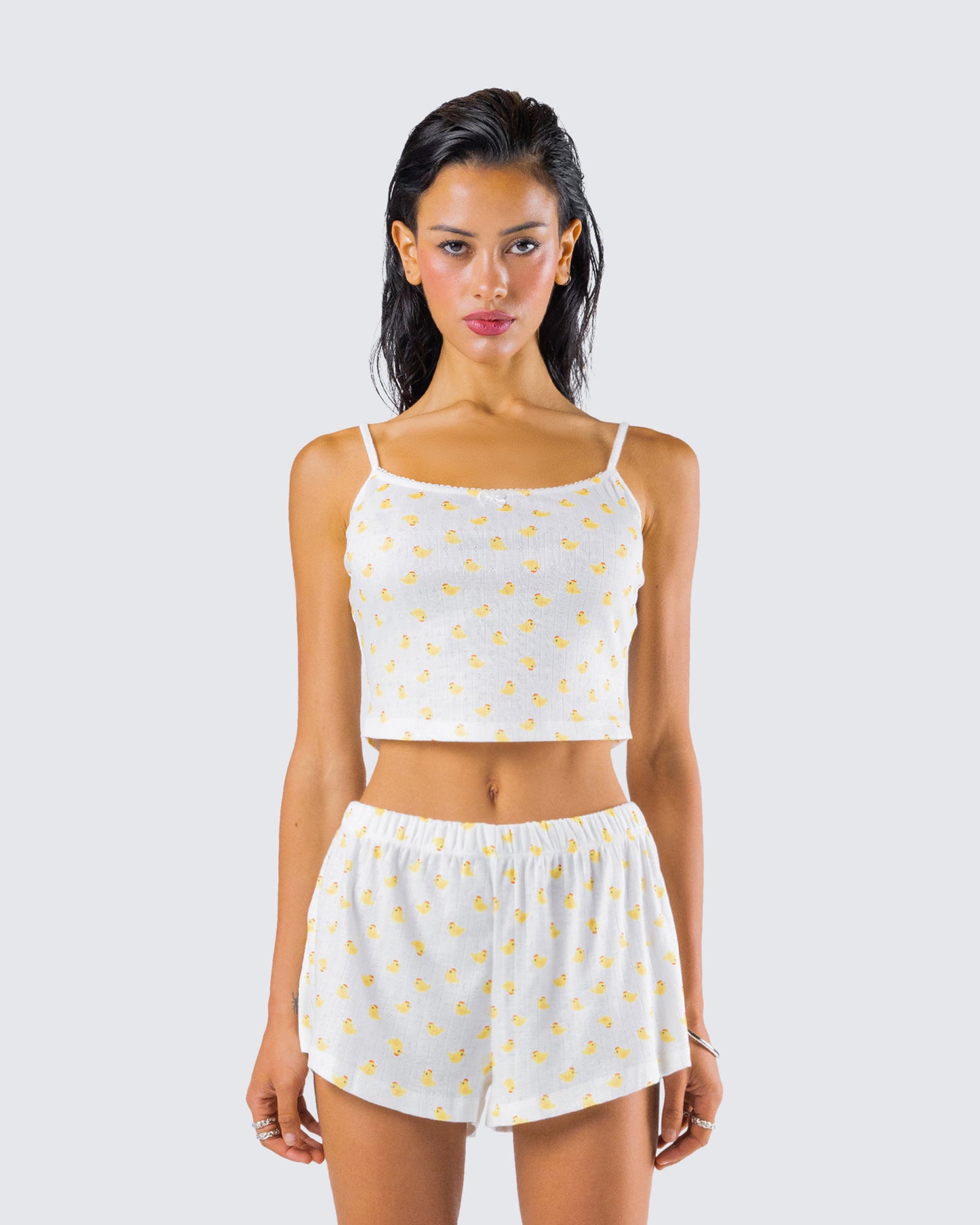 Jordana Ivory Duck Print Camisole Top model front
