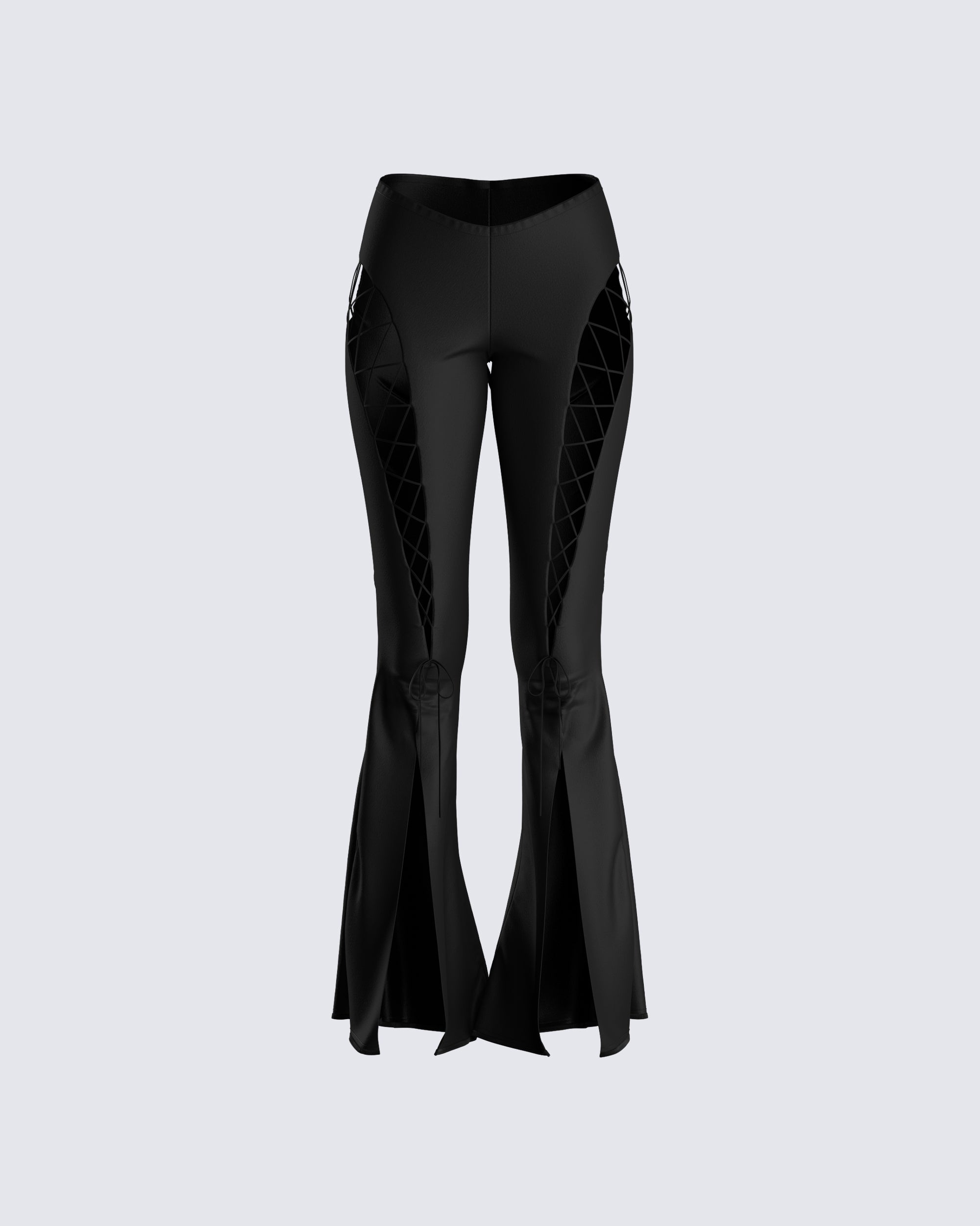 Hot Topic Social Collision Black Buckle Lace-Up Flare Pants