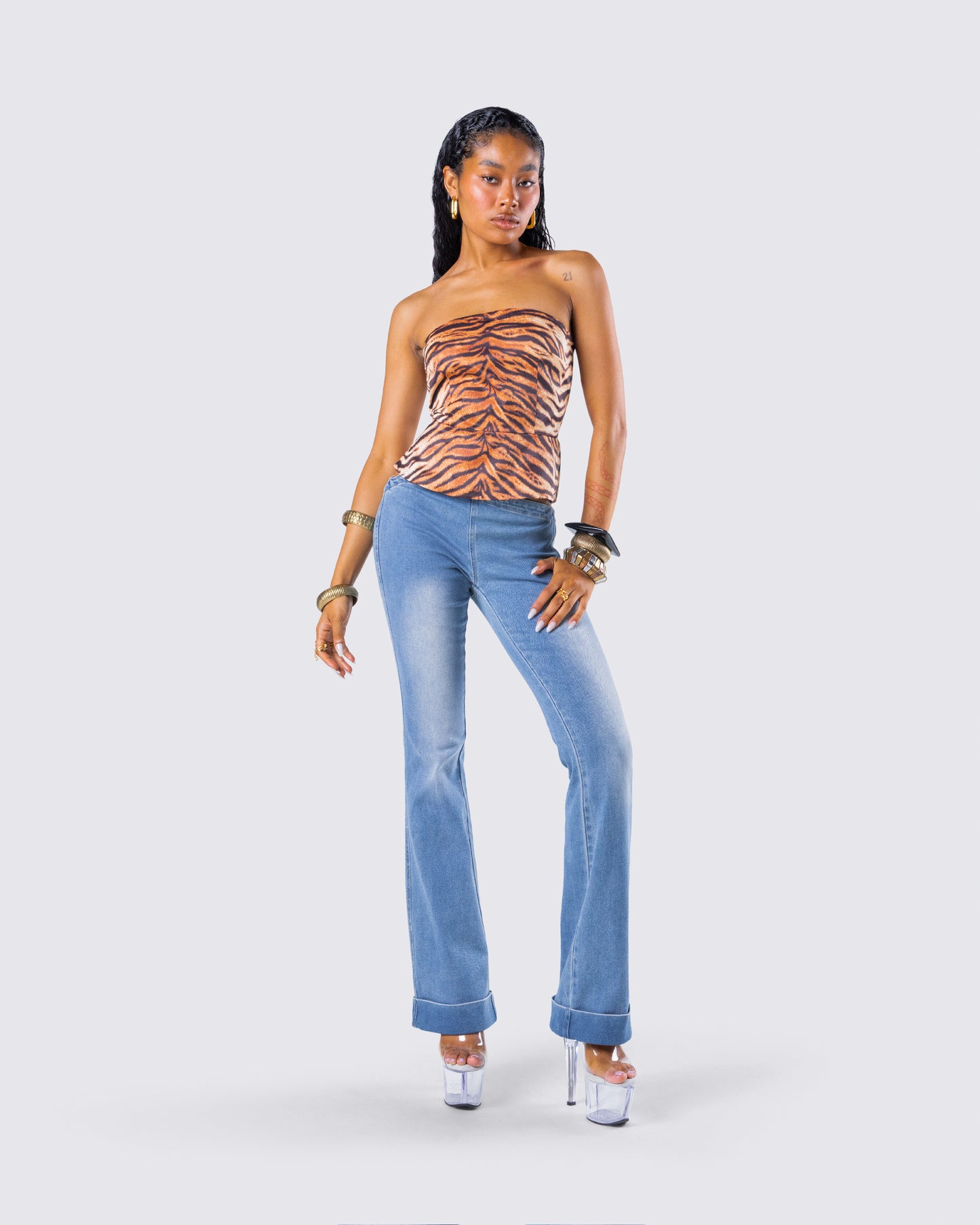 Juliana Brown Tiger Print Top