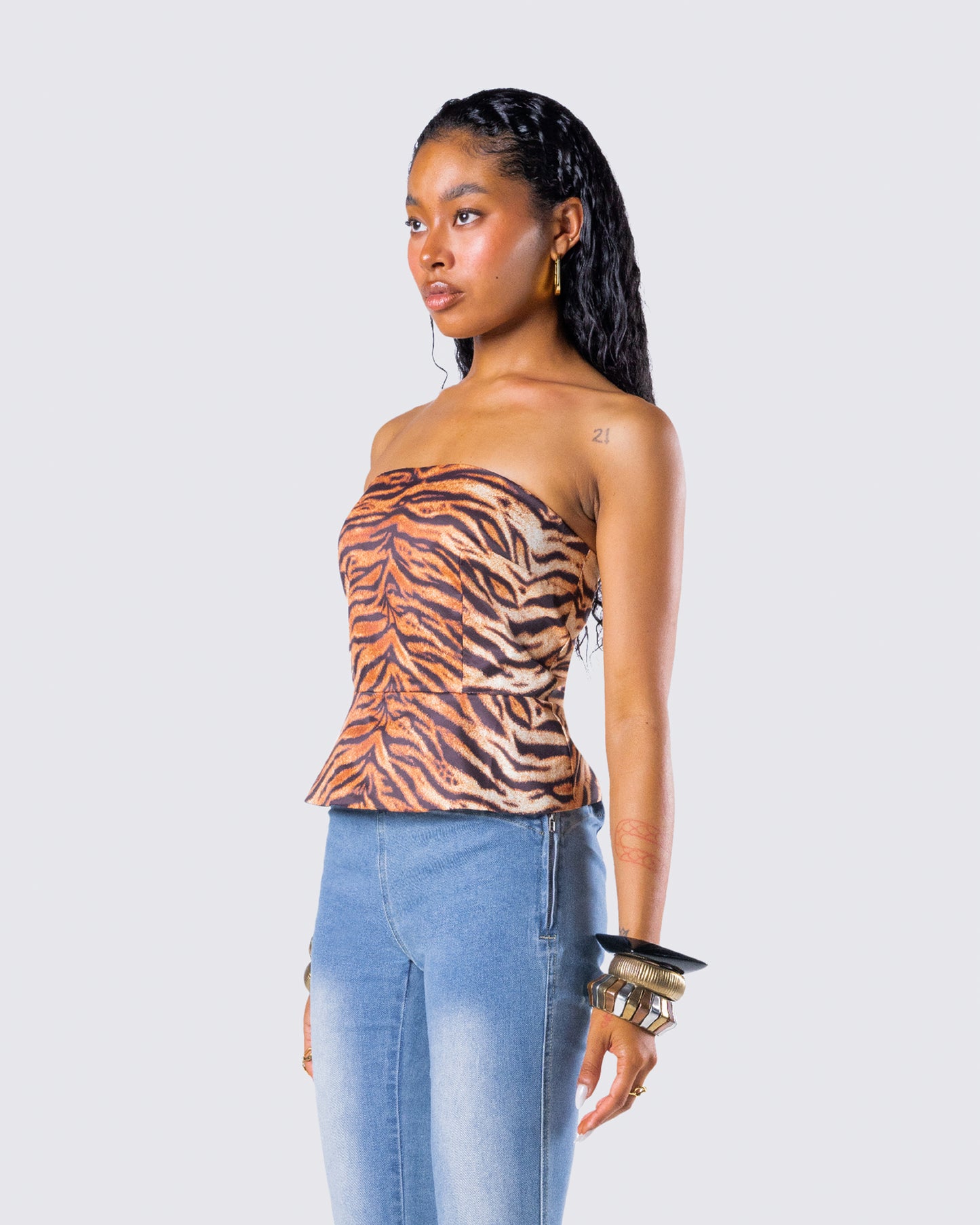 Juliana Brown Tiger Print Top
