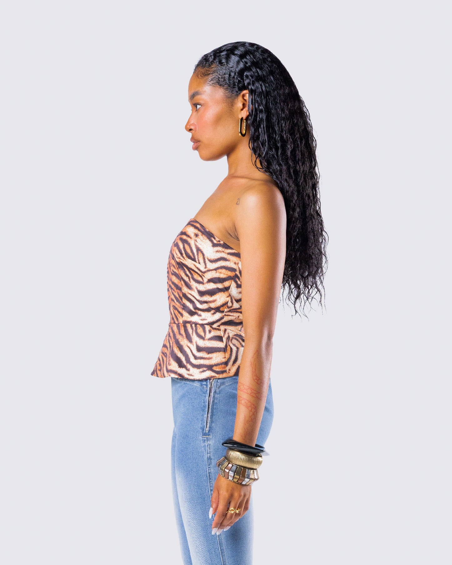 Juliana Brown Tiger Print Top