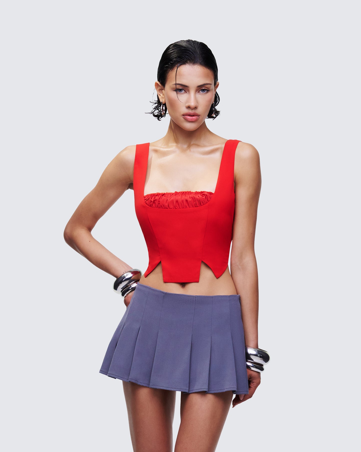 Kaelynn Red Velour Corset