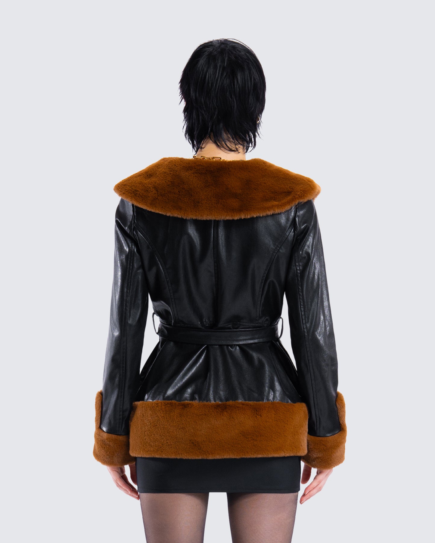 Kalilah Black Faux Leather Coat