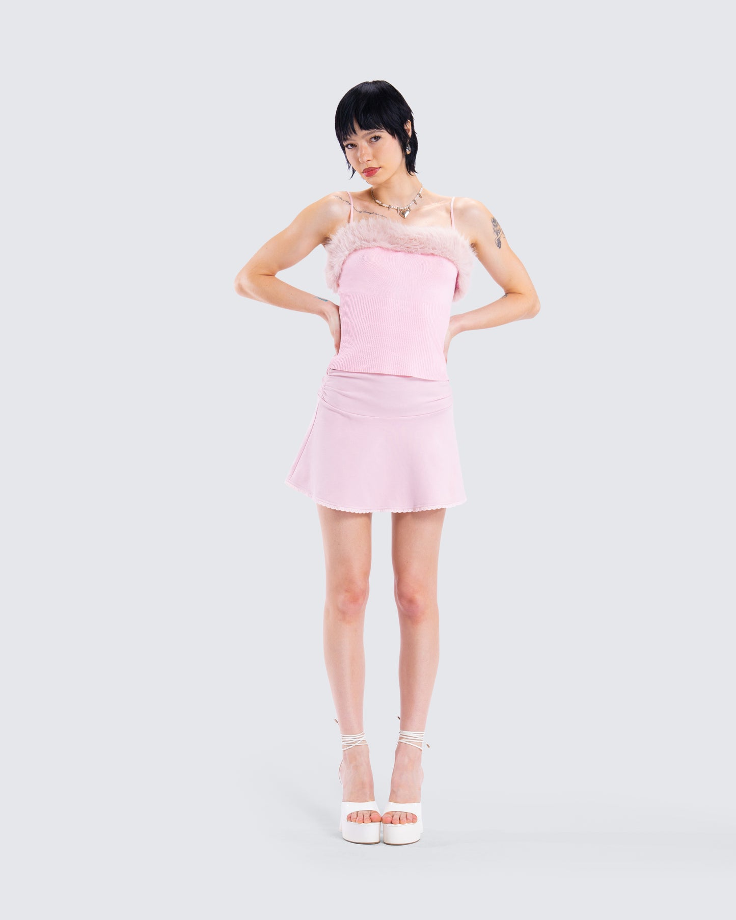 Karlissa Pink Foldover Mini Skirt