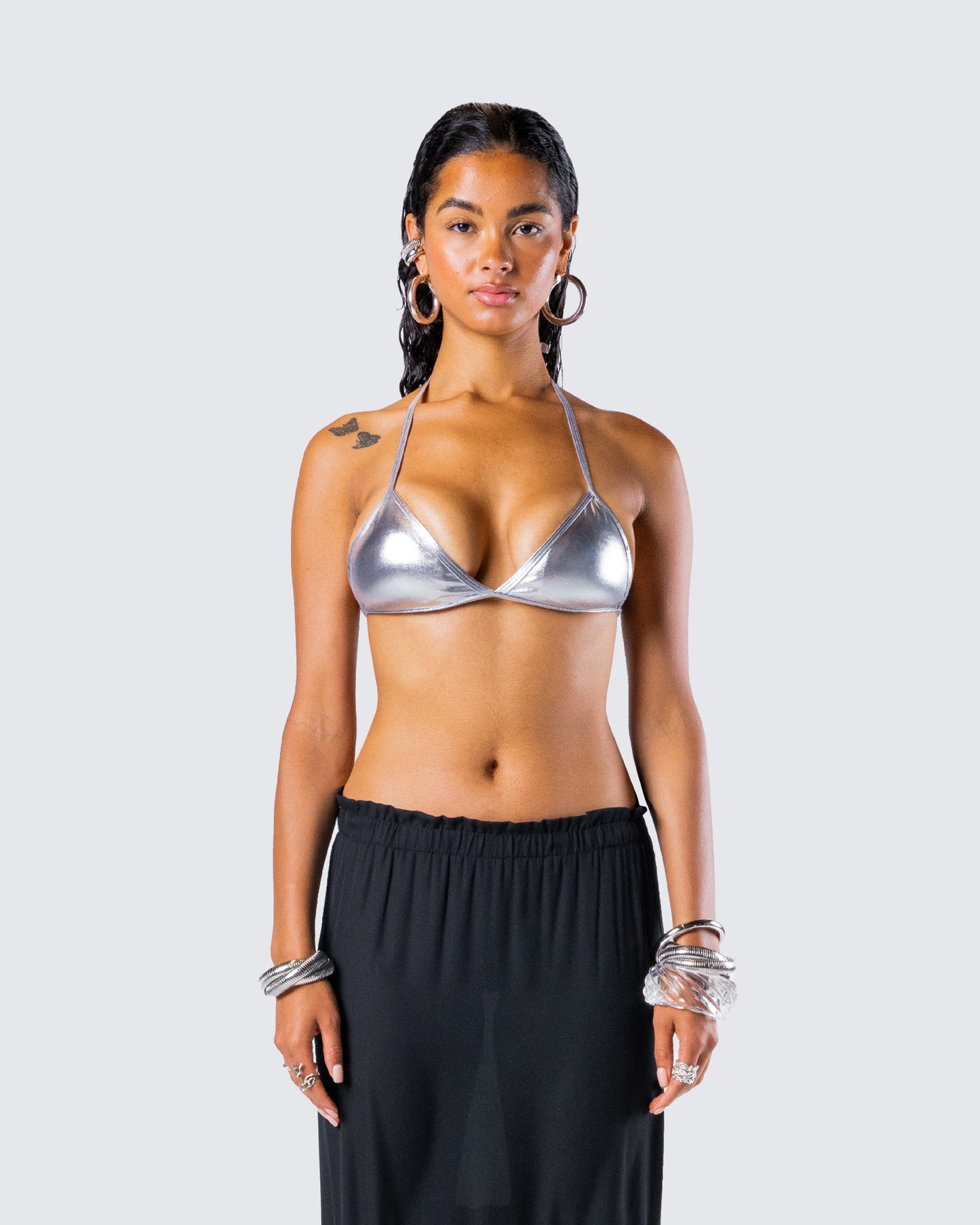 Karri Silver Bikini Top model front