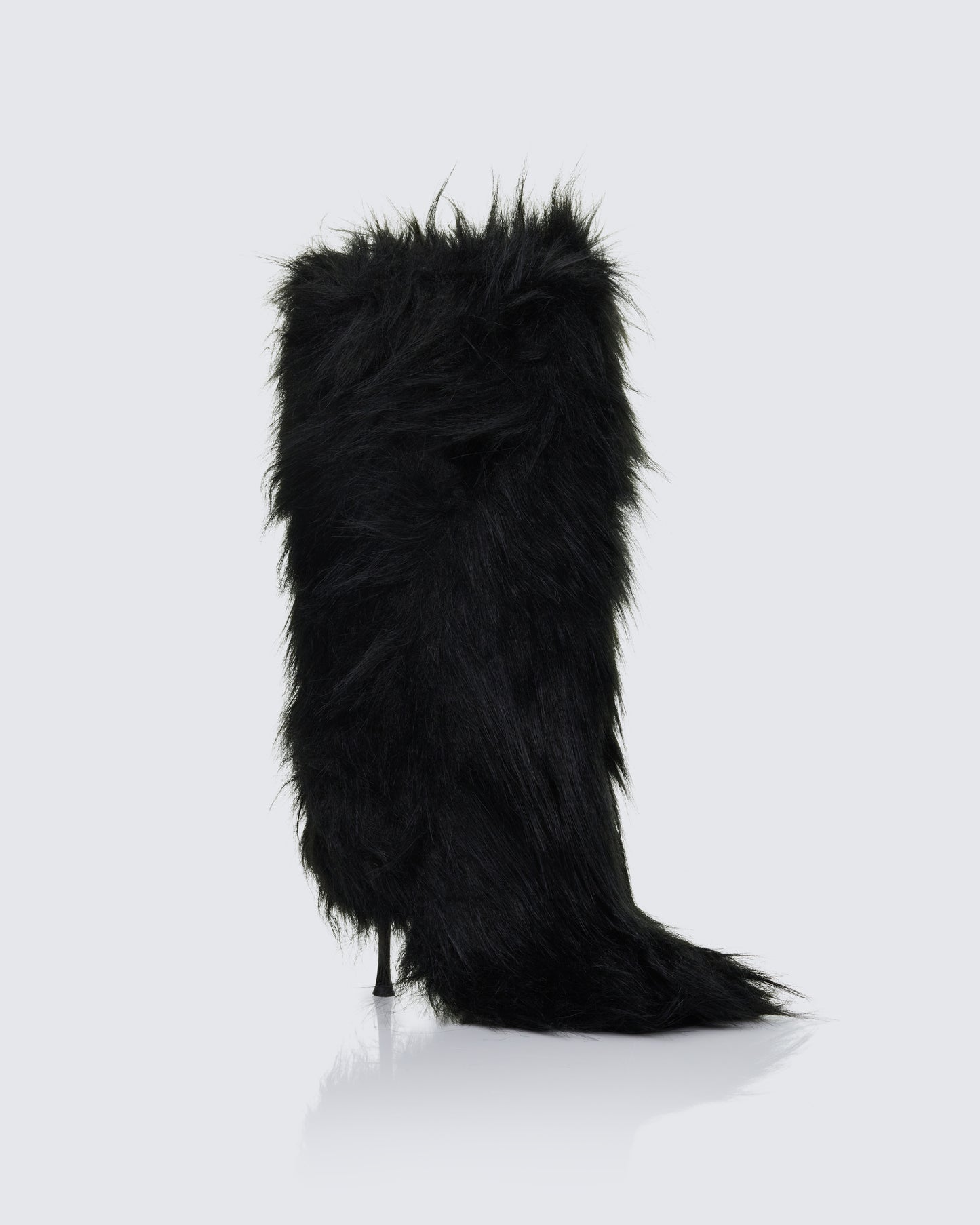 Kendall Black Fur XXL Yetti Heeled Boot