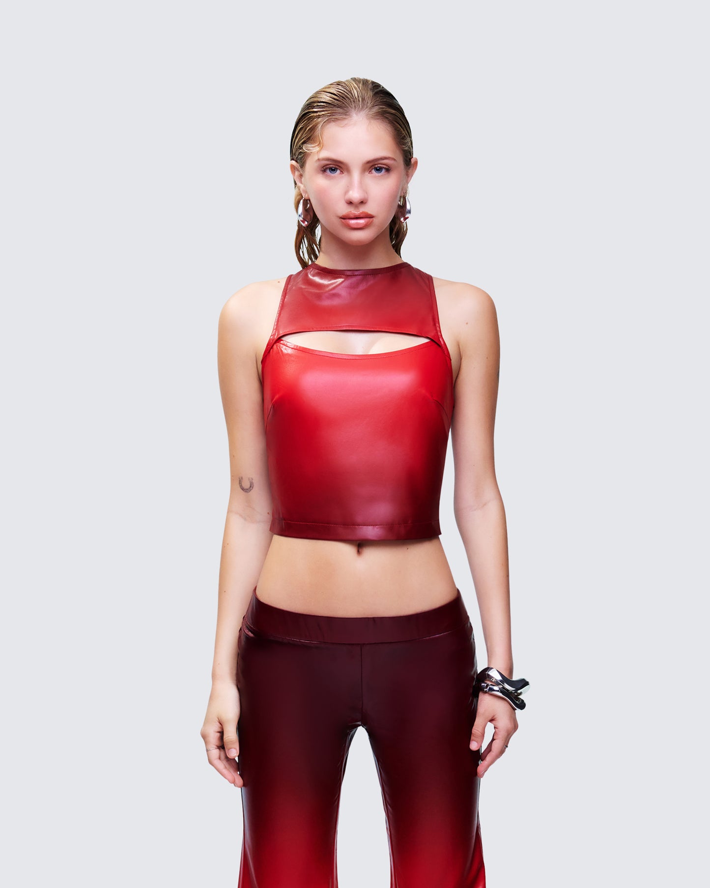 Kiara Multi Ombre Vegan Leather Top model front