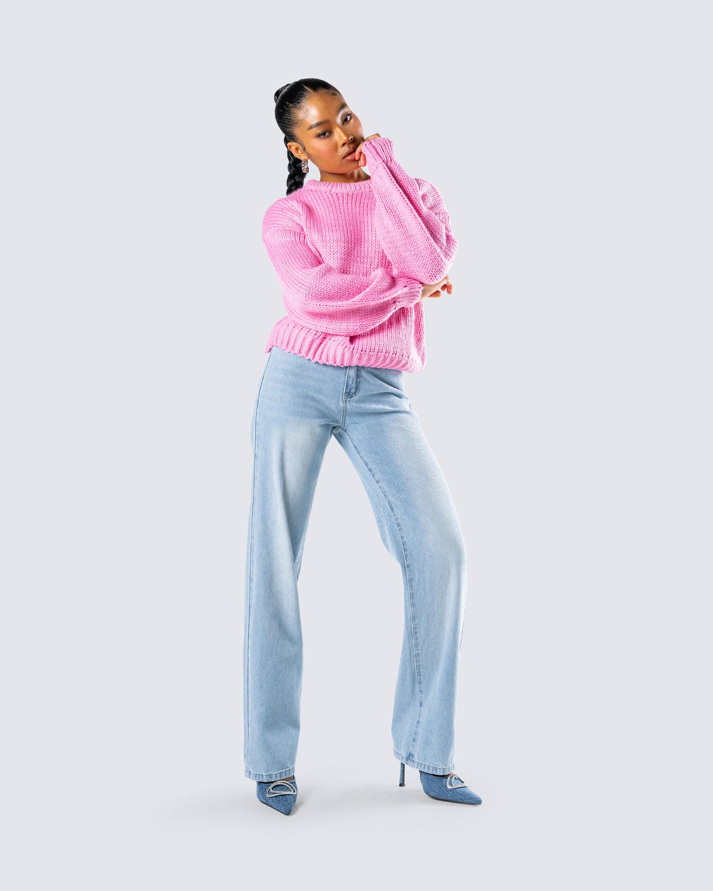 Kiera Pink Chunky Sweater Top
