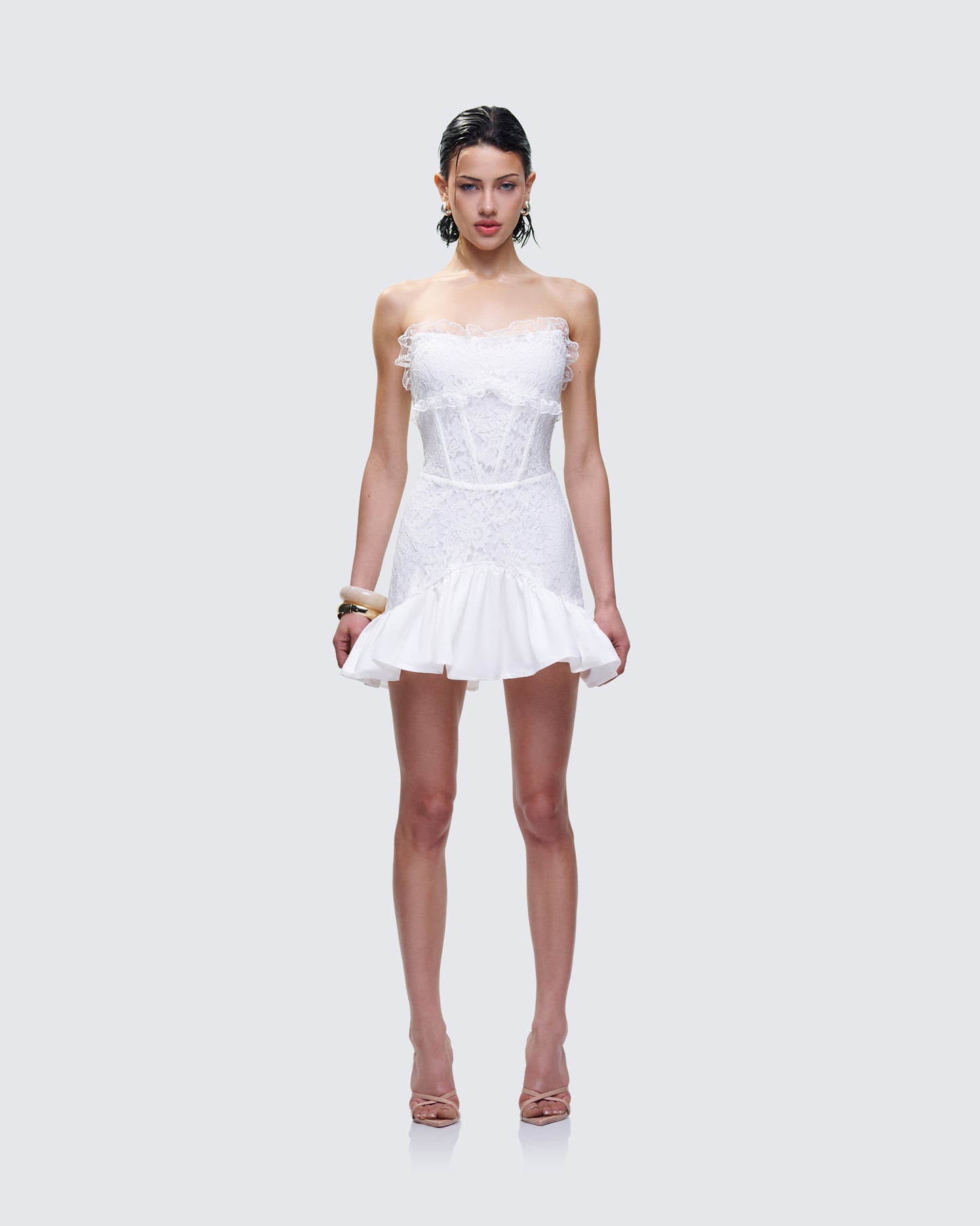 Kimi White Lace Corset Mini Dress