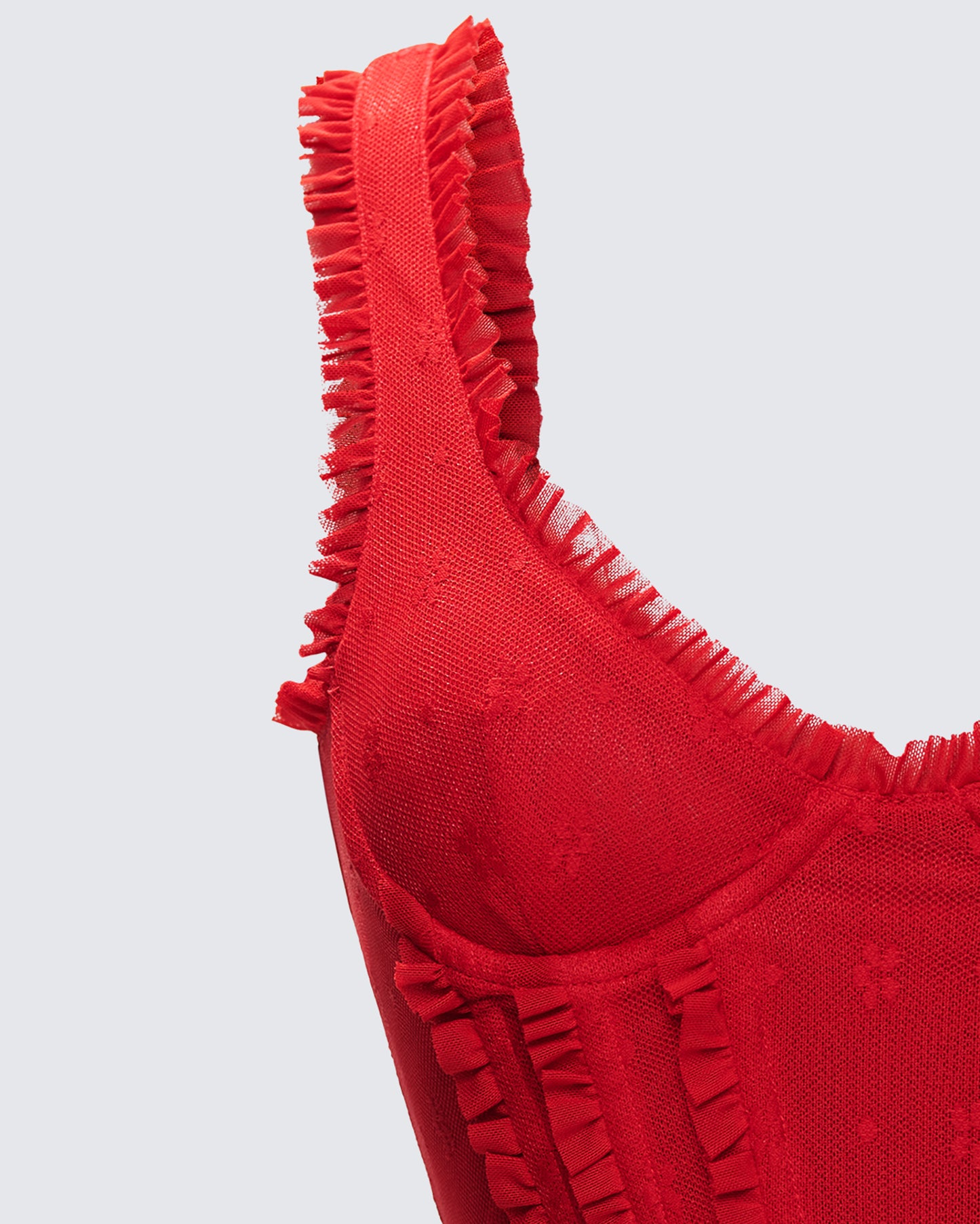 Kimona Red Ruffle Corset Top