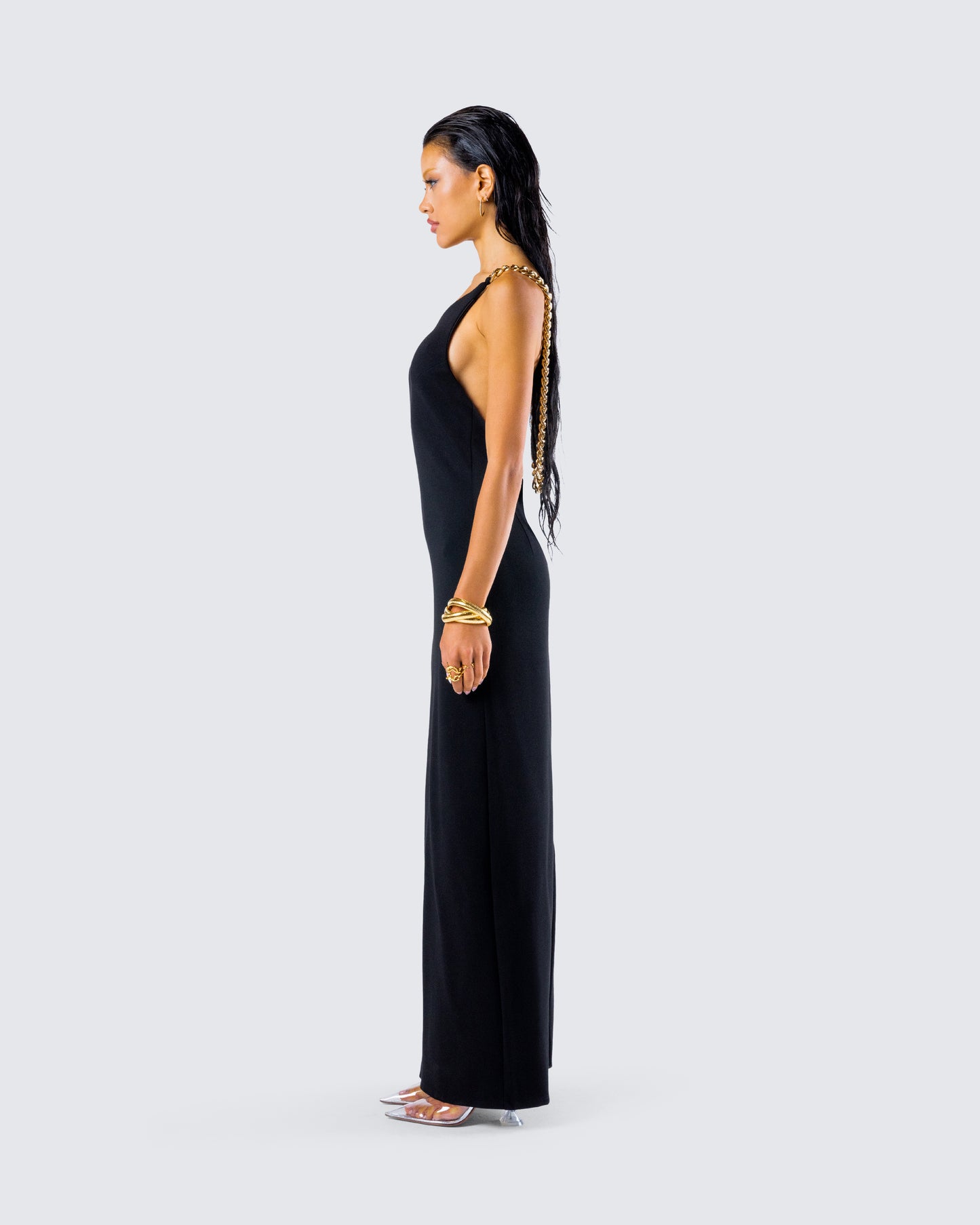Kippa Black Asymmetrical Chain Gown
