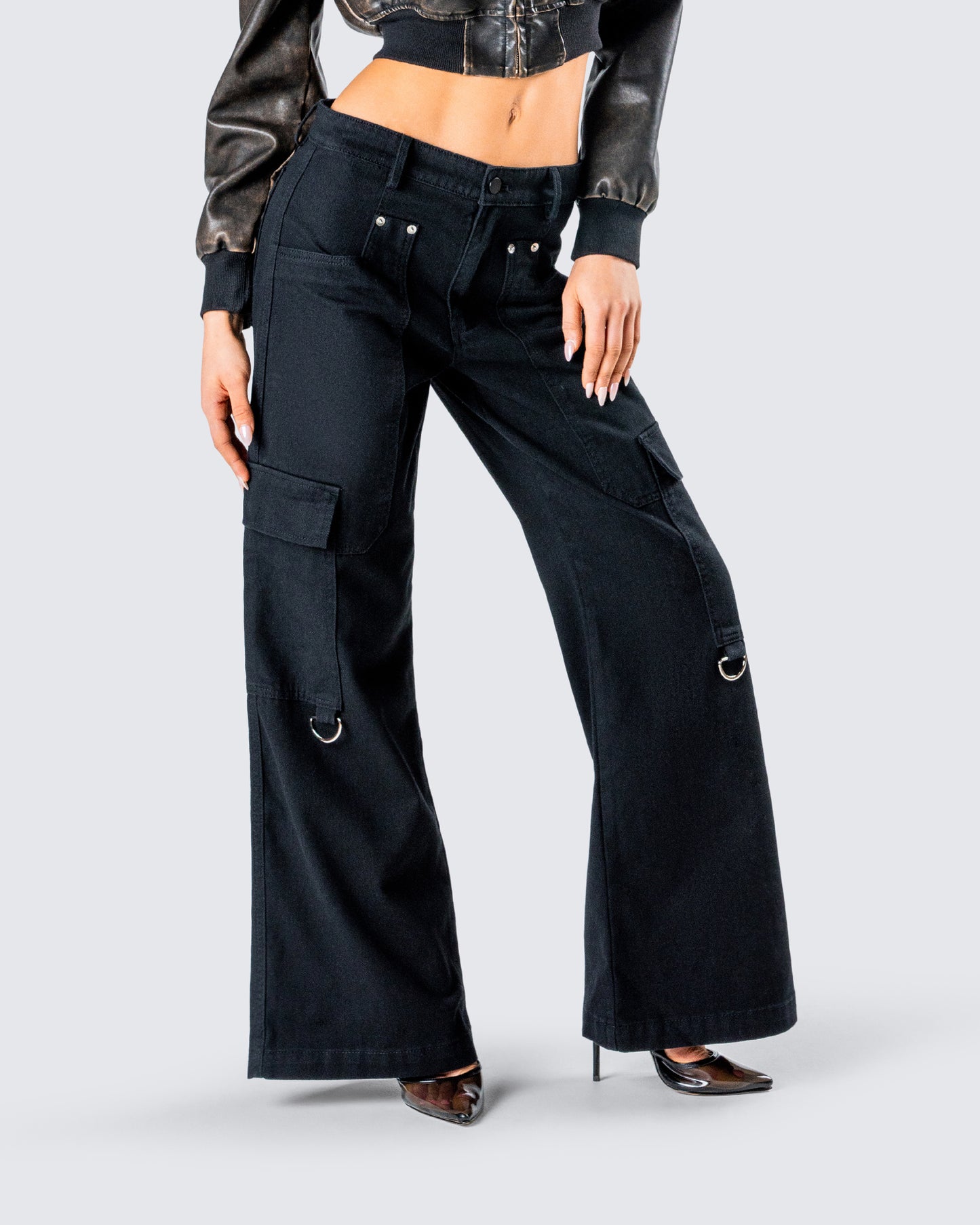 Laina Black Twill Pocket Pant
