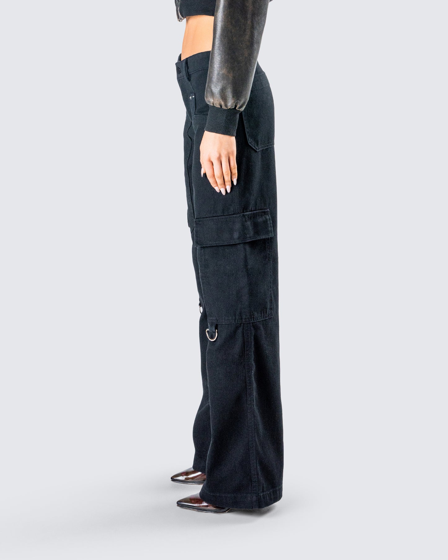 Laina Black Twill Pocket Pant