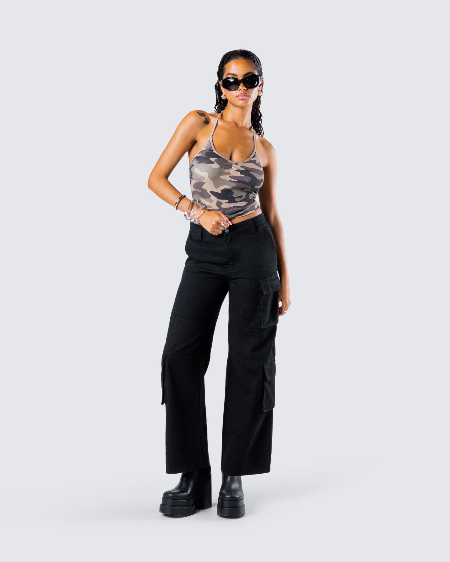 Laura Green Camo Print Halter Top
