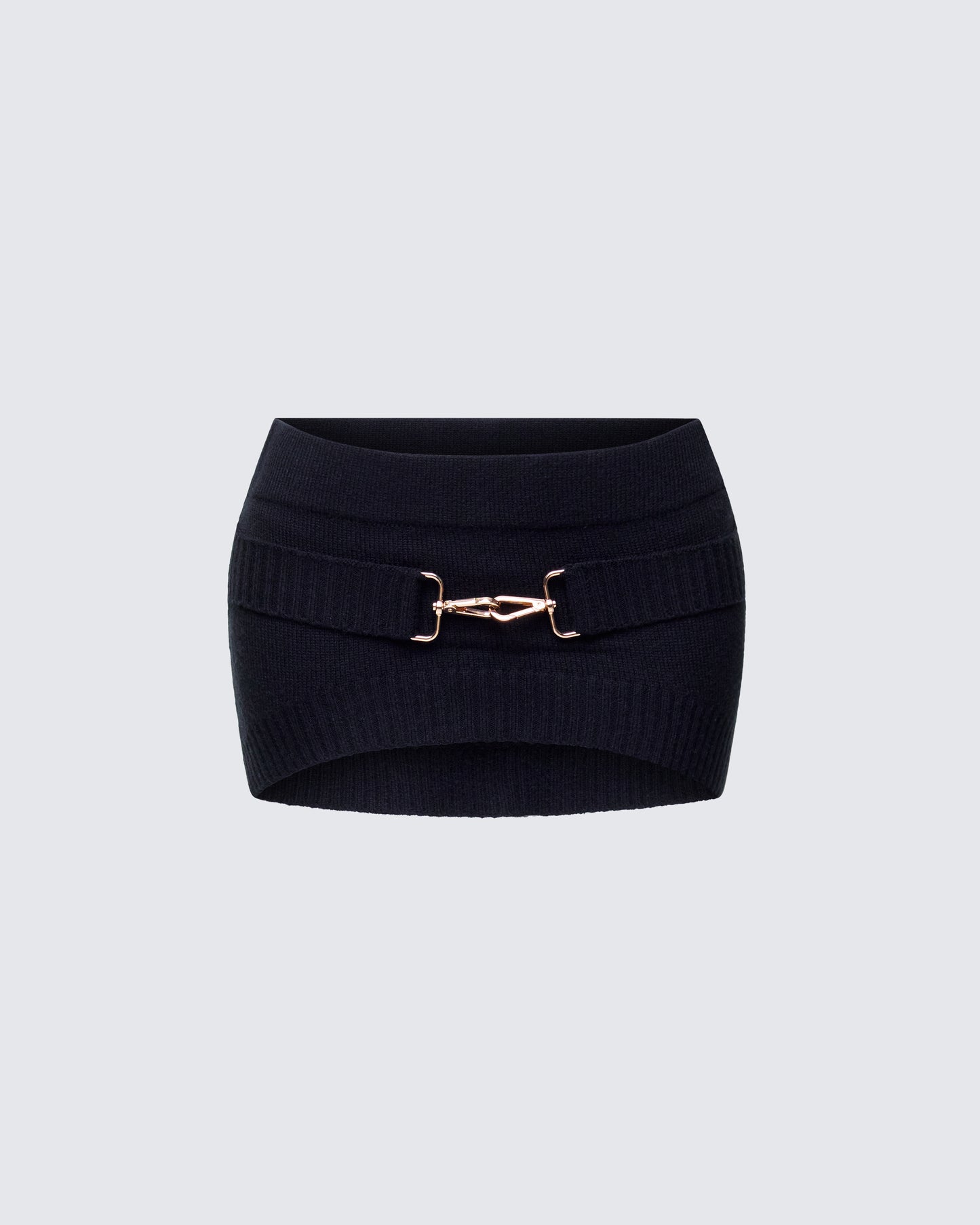 Layla Black Knit Trim Belt Mini Skirt product front