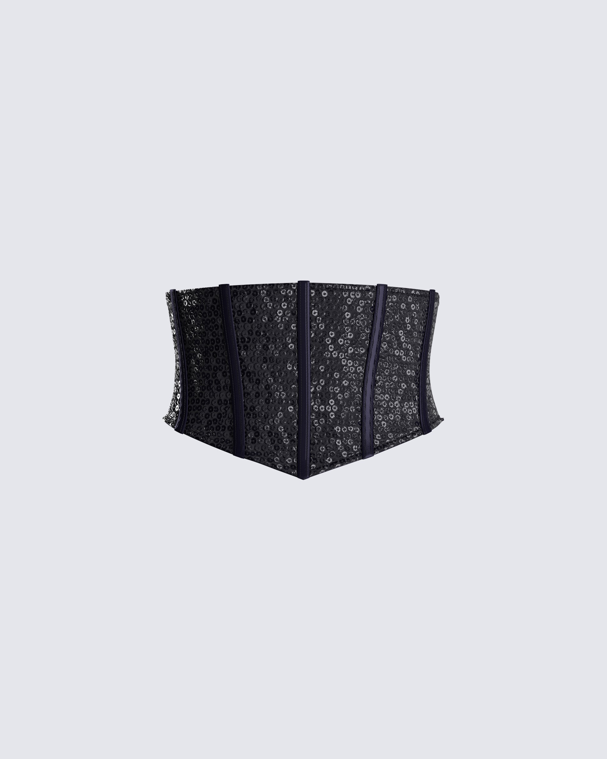 Lerata Black Sequin Corset Top product front