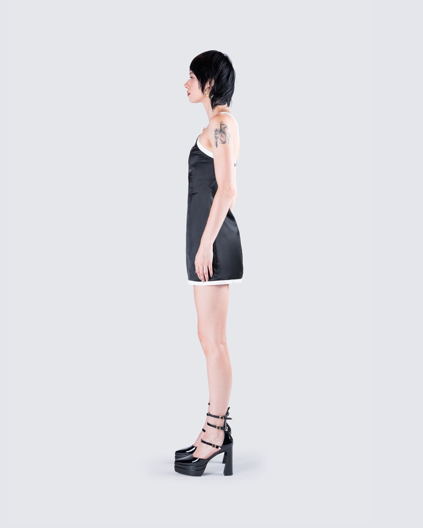 Lora Black Charmeuse Mini Dress