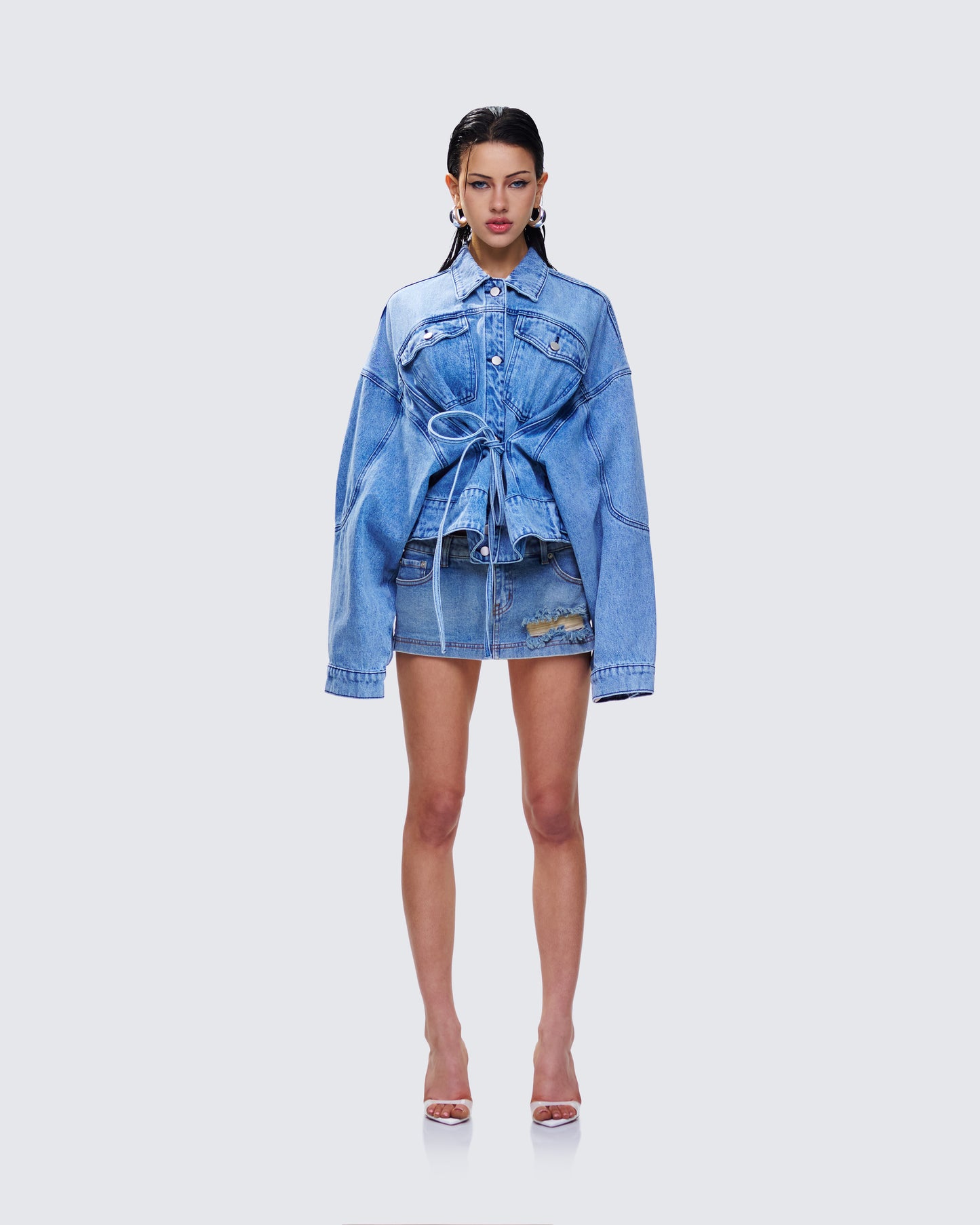 Loria Denim Set model front