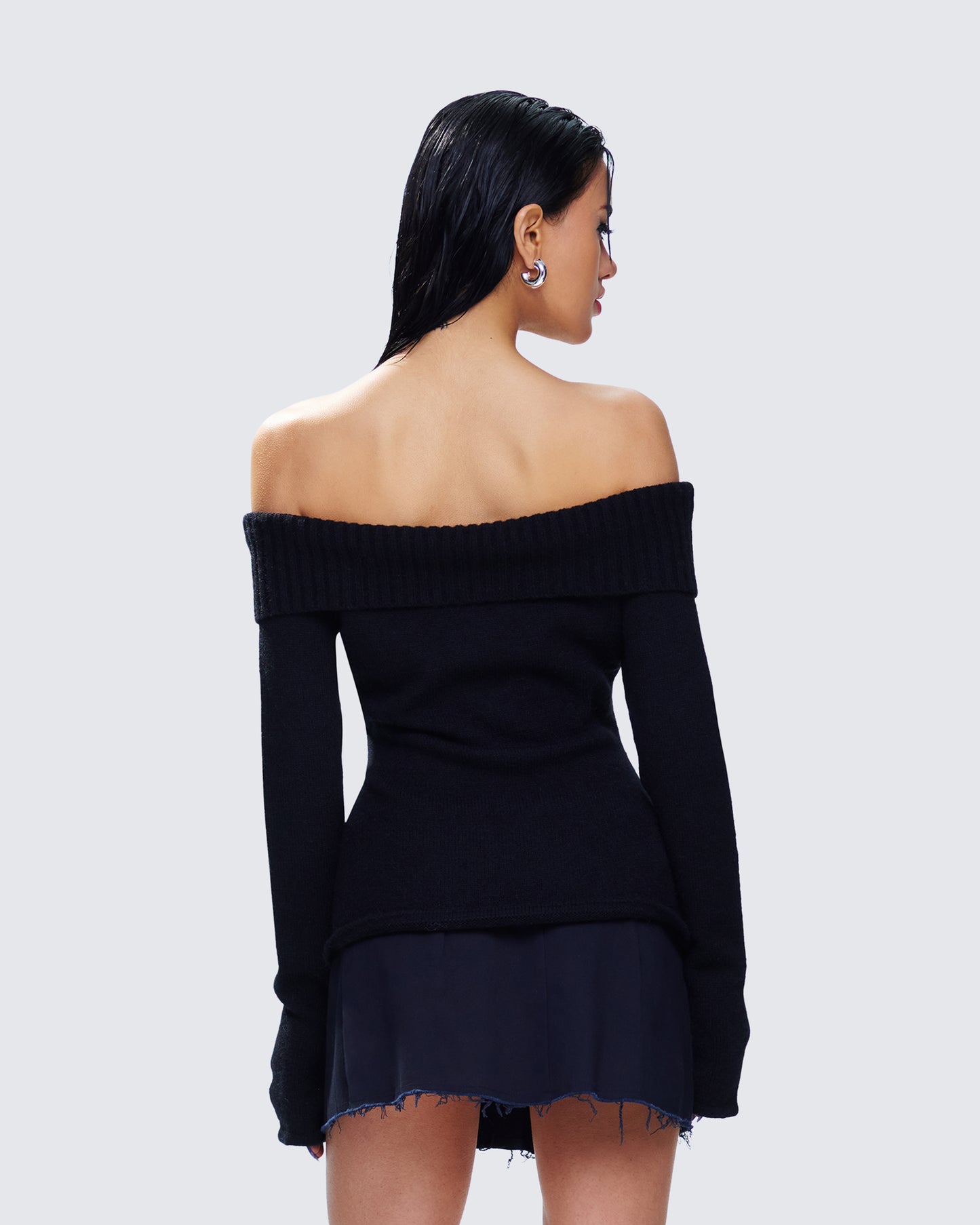 Lorraine Black Sweater Knit Top