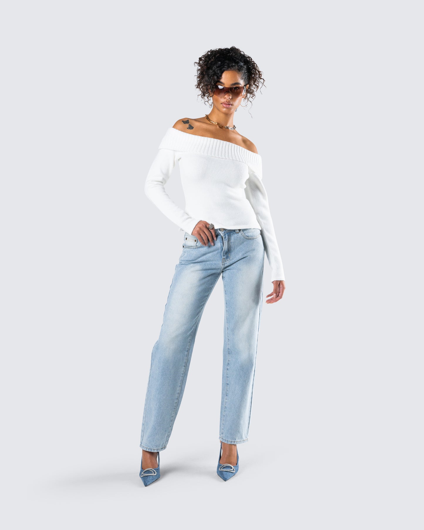 Lorraine White Sweater Knit Top