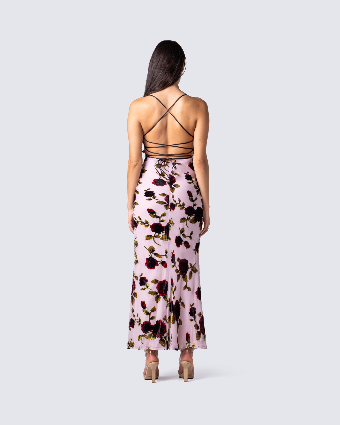 Lara Floral Velvet Burnout Dress