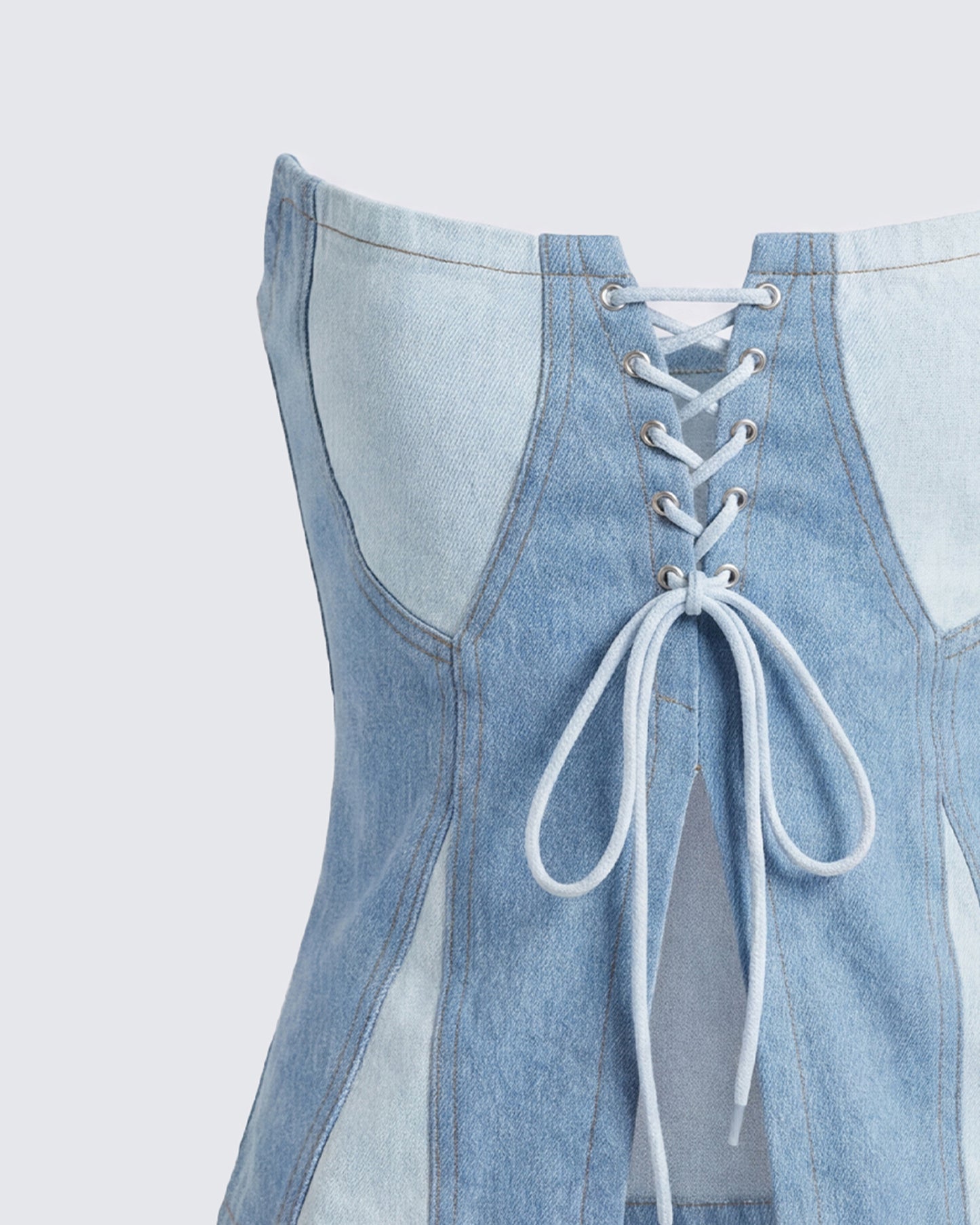 Trägerloses blaues Jeanstop von Liori