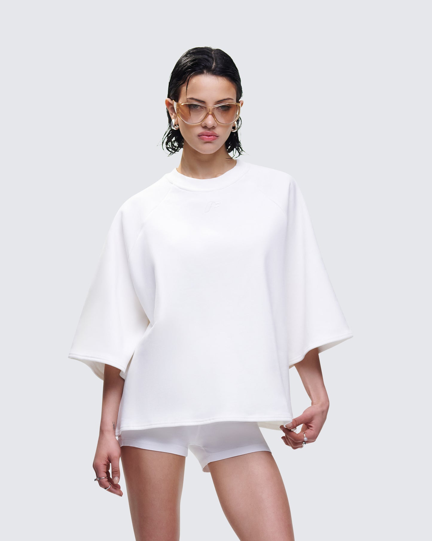 Mabelle White Oversized Raglan Top