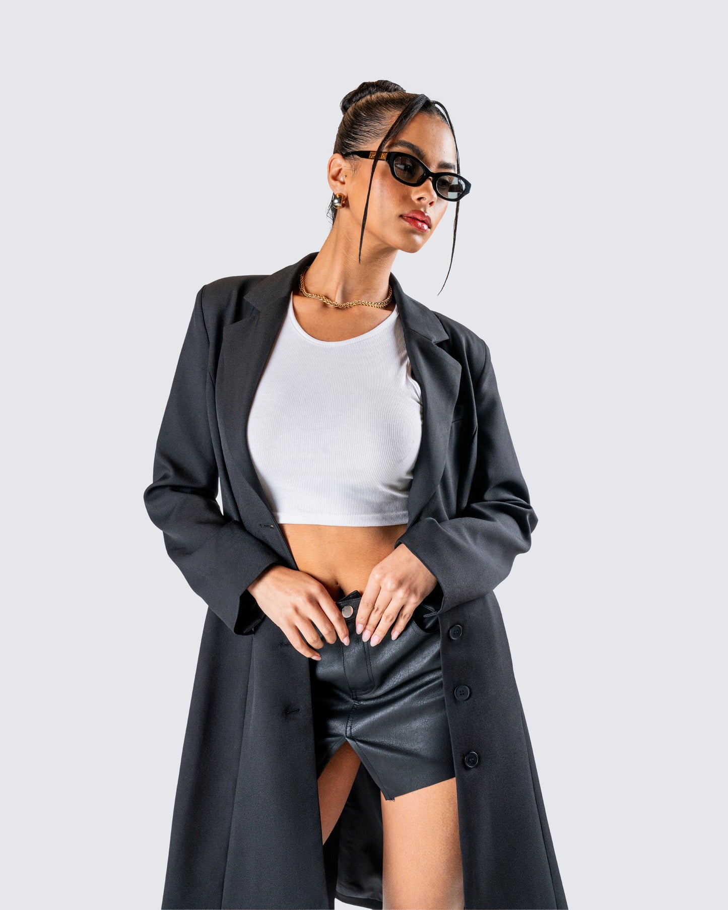 Mackenzie Black Longline Coat