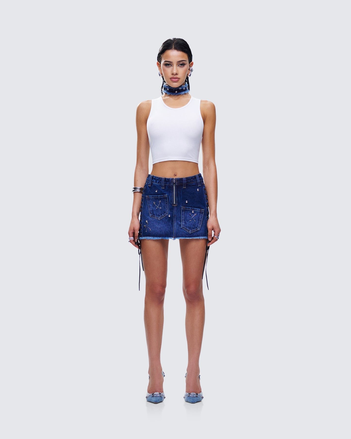 Maja Blue Denim Set model front