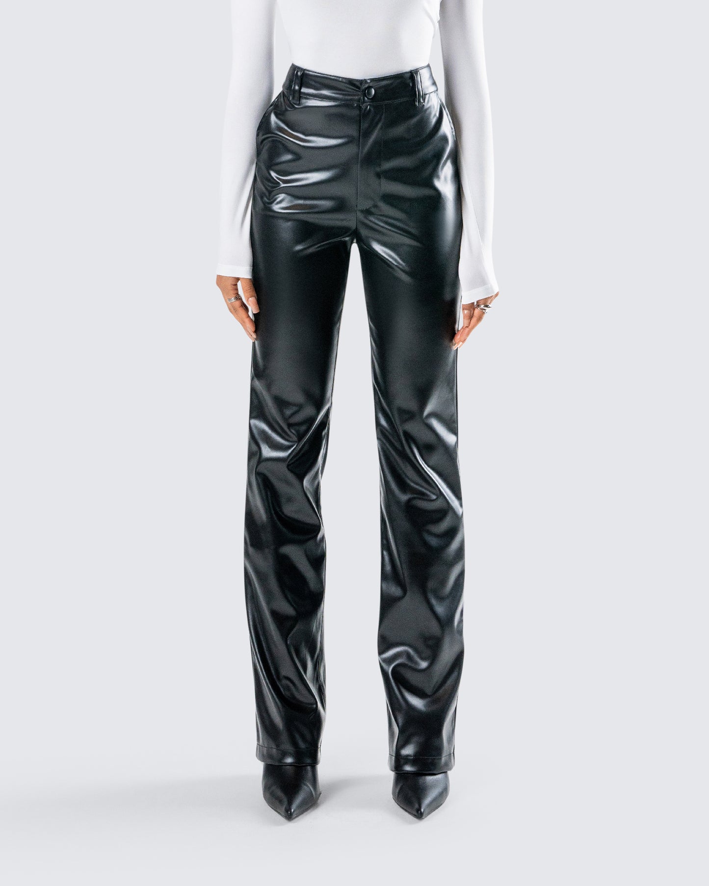 Mari Black Vegan Leather Pant