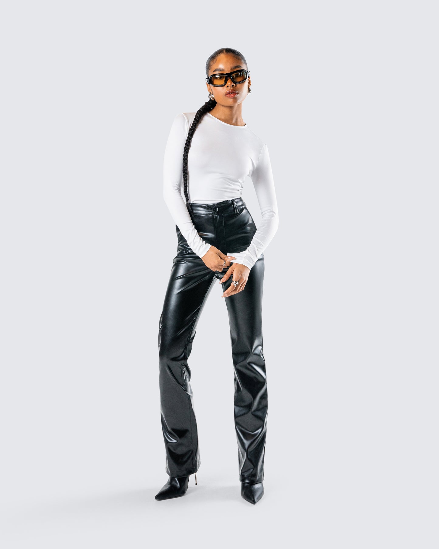 Mari Black Vegan Leather Pant