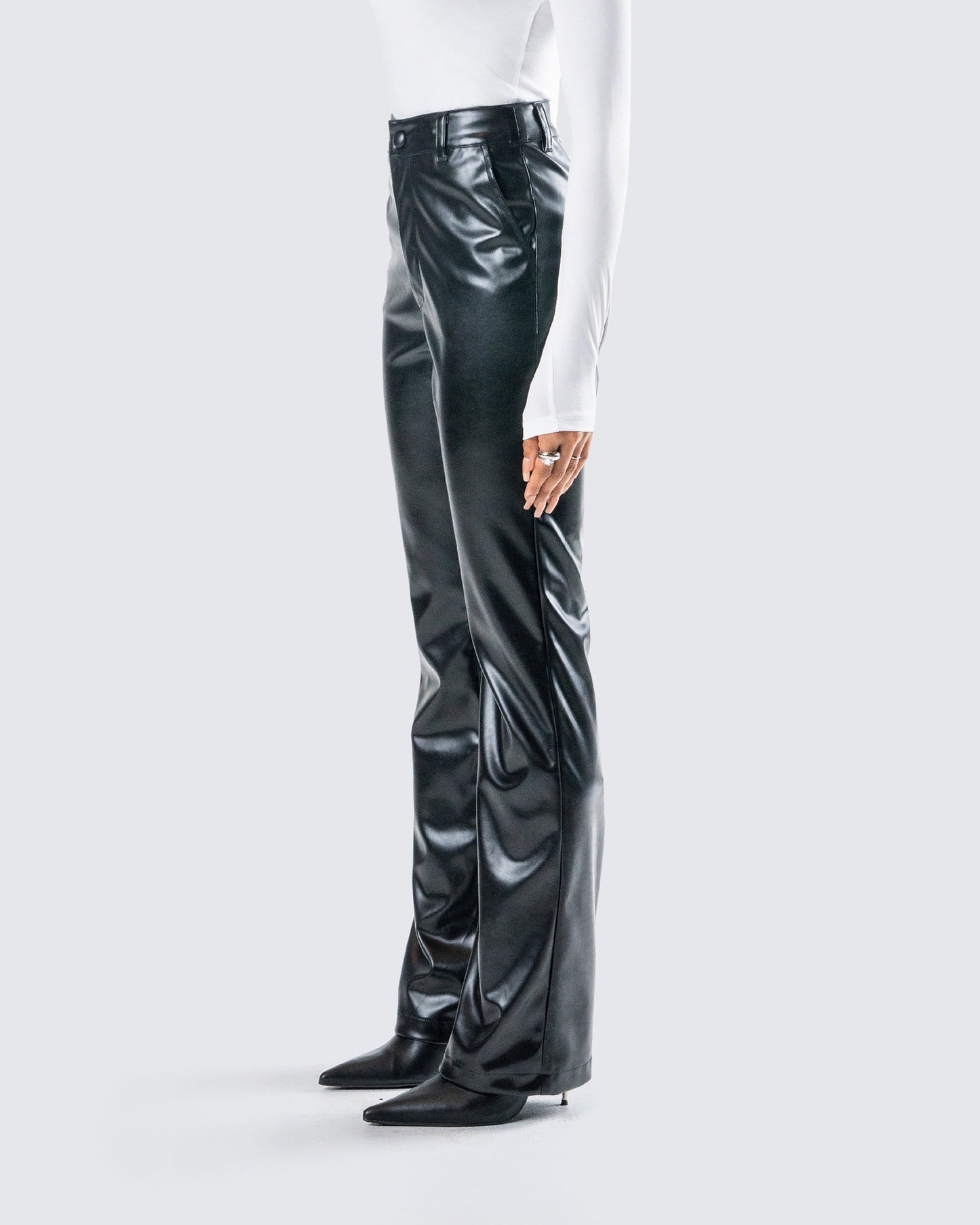 Mari Black Vegan Leather Pant
