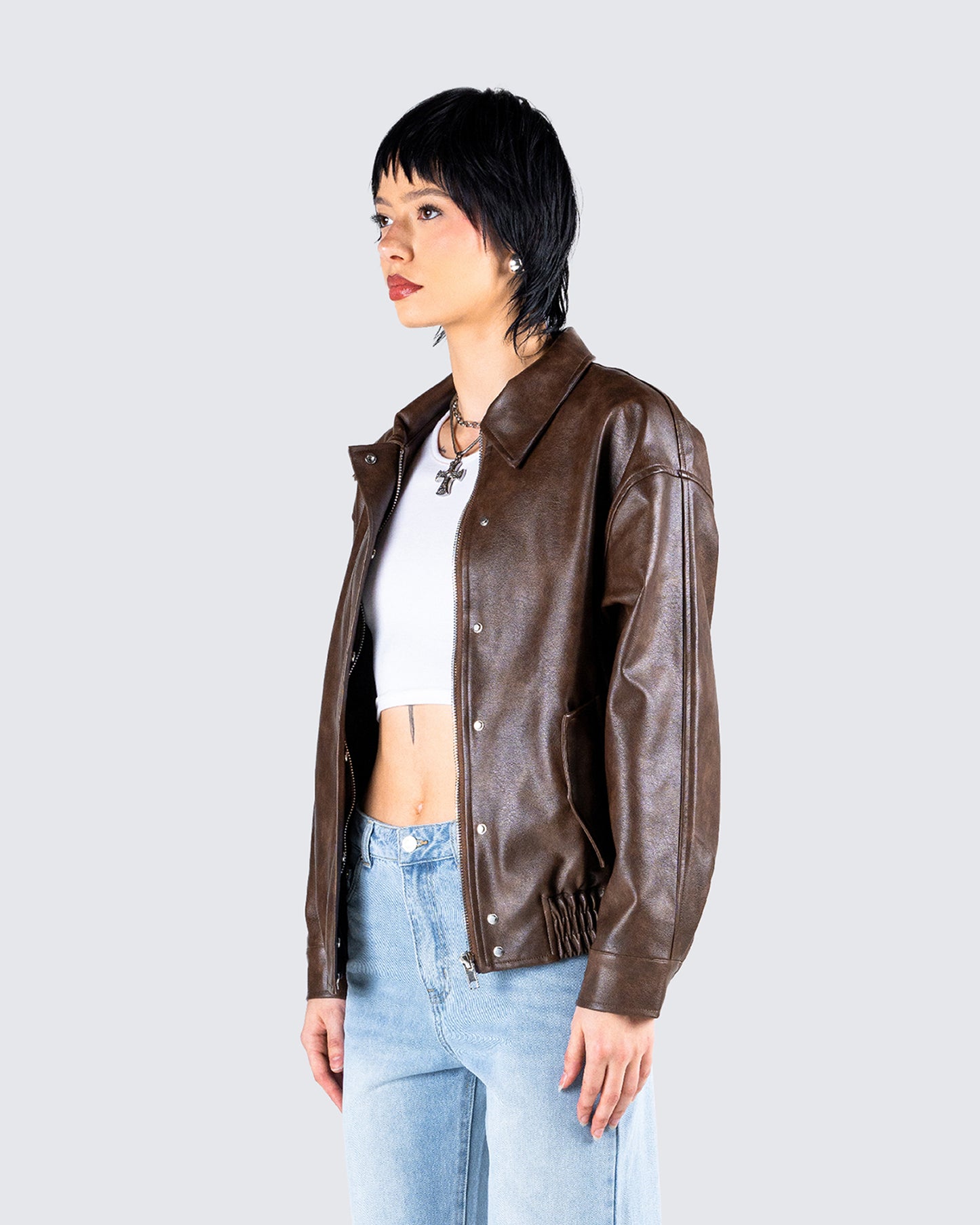 Maven Brown Vegan Leather Jacket