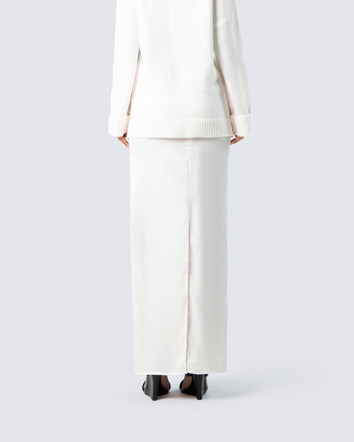 Mackenna Ivory Satin Maxi Skirt