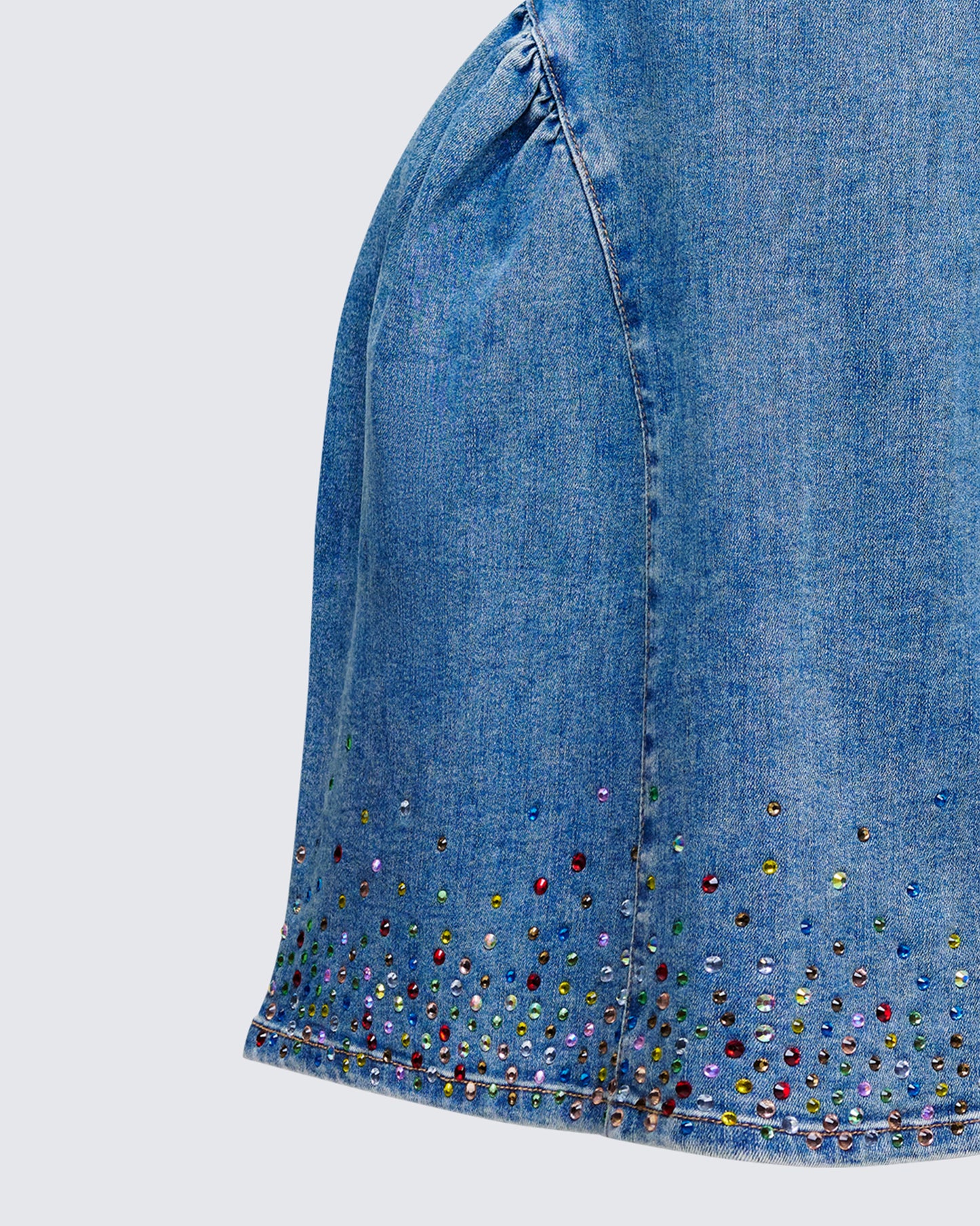 Women's blue cotton mini dress alternate angle – FINESSE