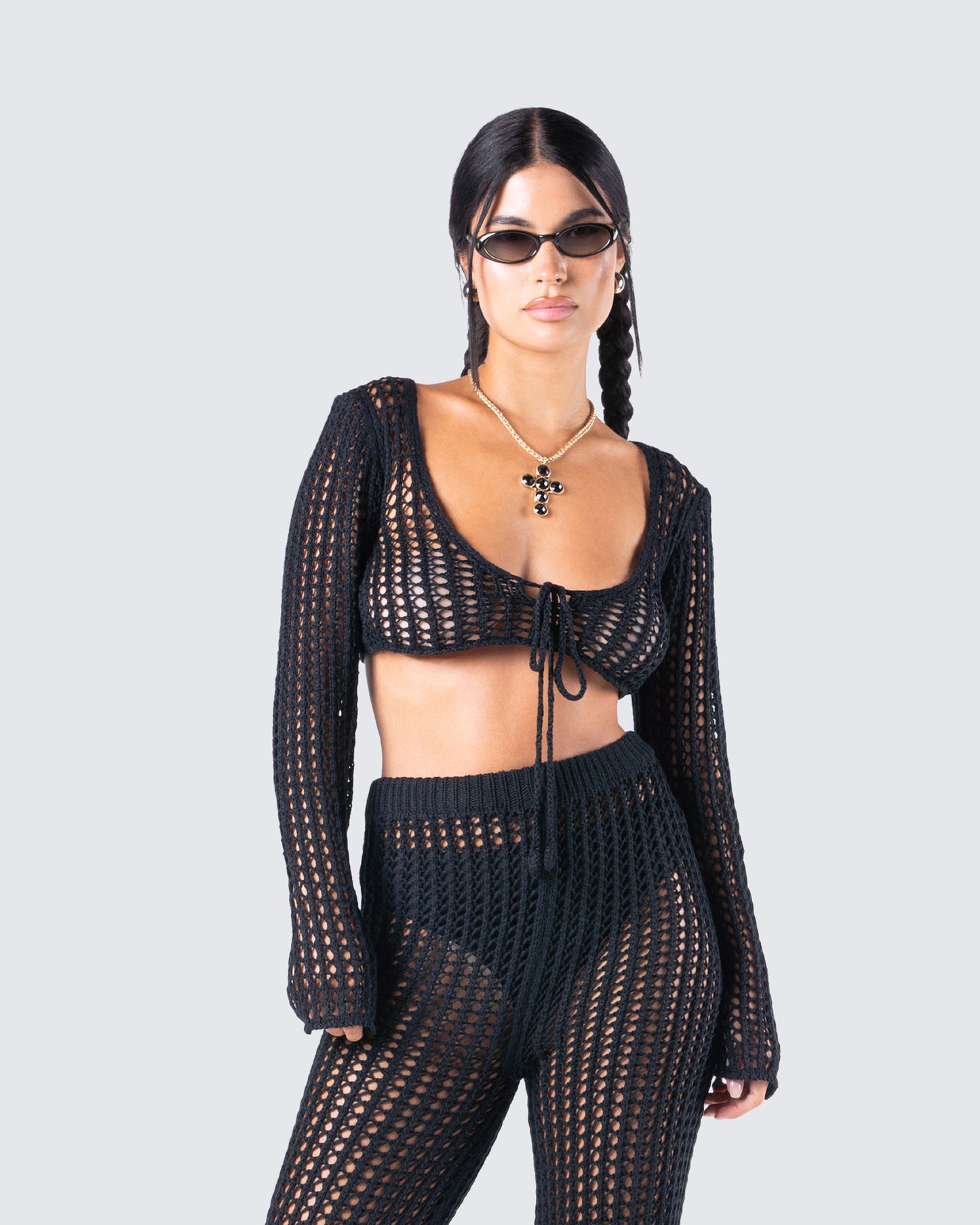 Melissa Black Crochet Top