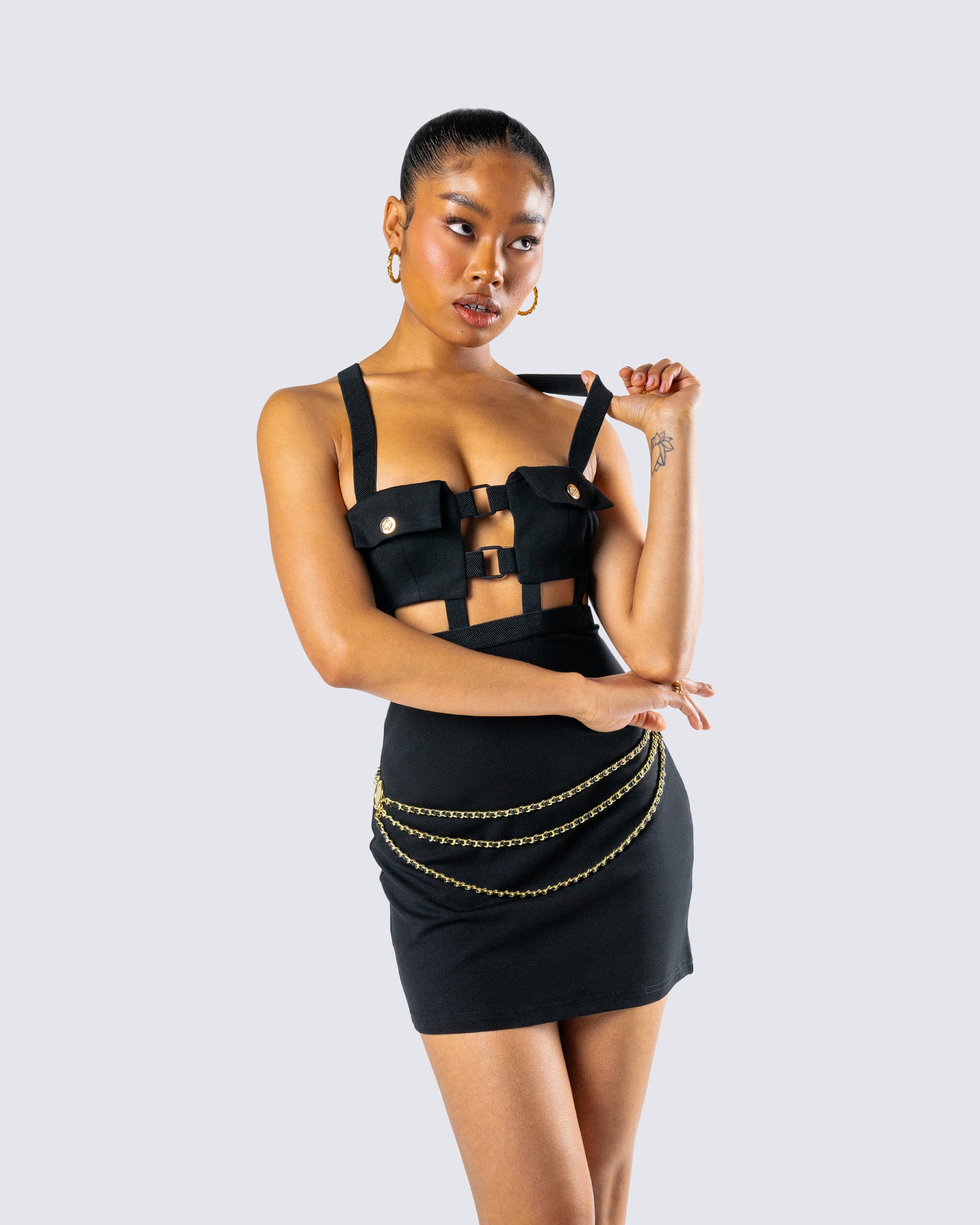 Miranda Black Ponte Mini Dress