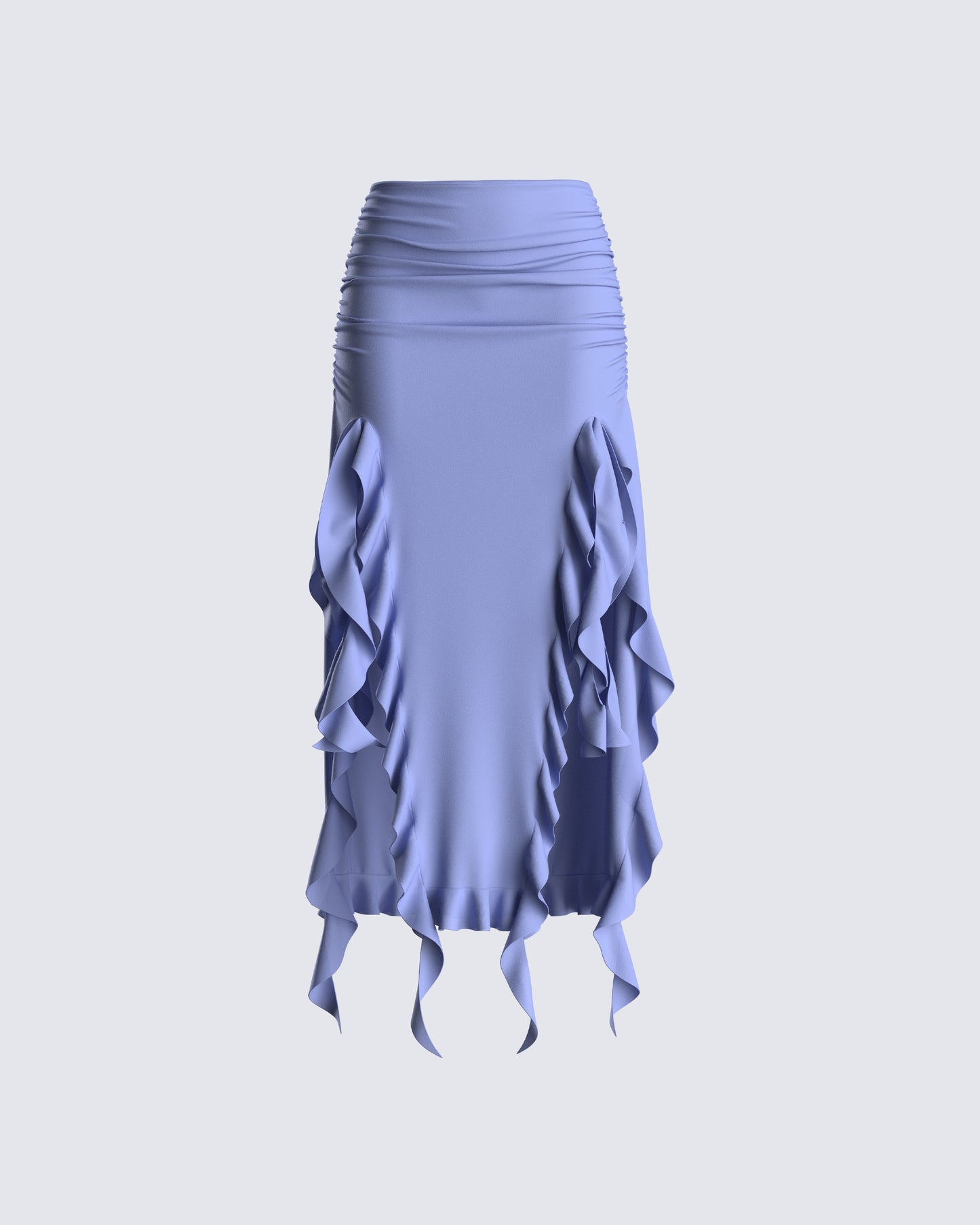 Dulce Blue Ruffle Maxi Skirt 3d product front