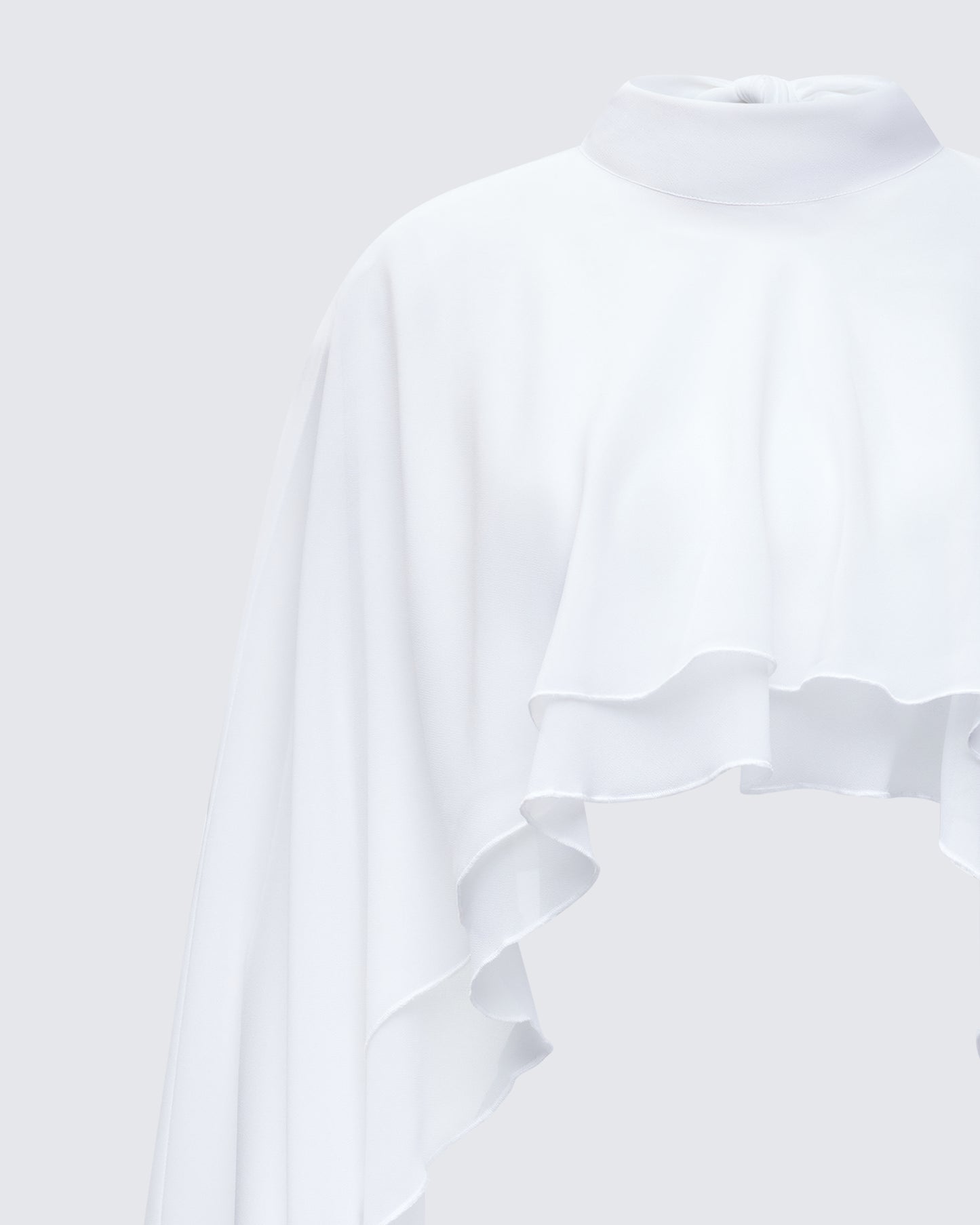 Mitchie White Georgette Open Back Cape