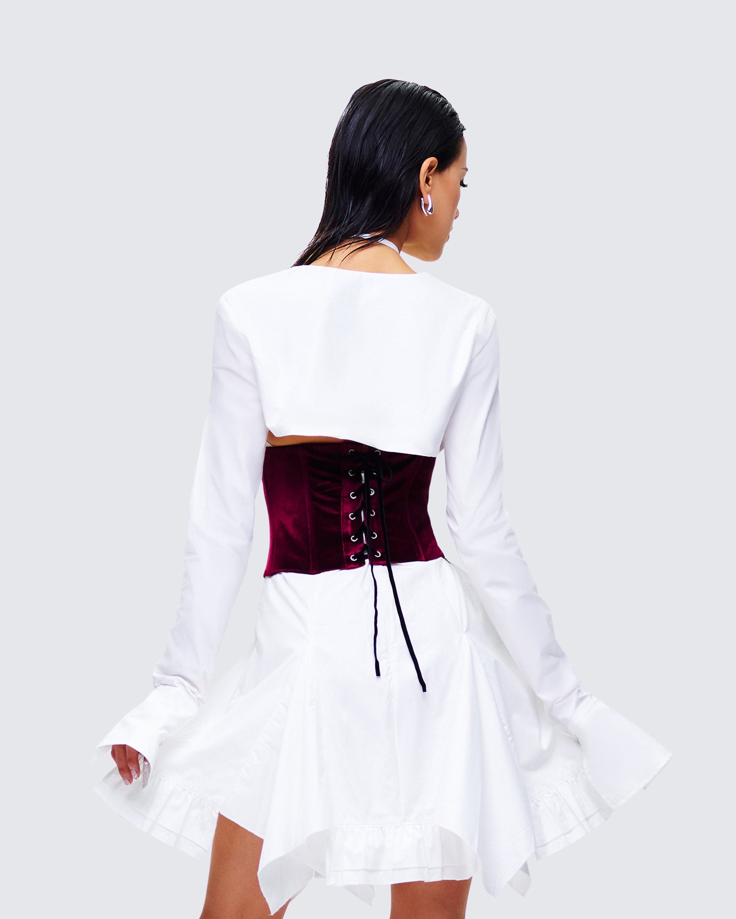 Moira Burgundy Velvet Corset Top