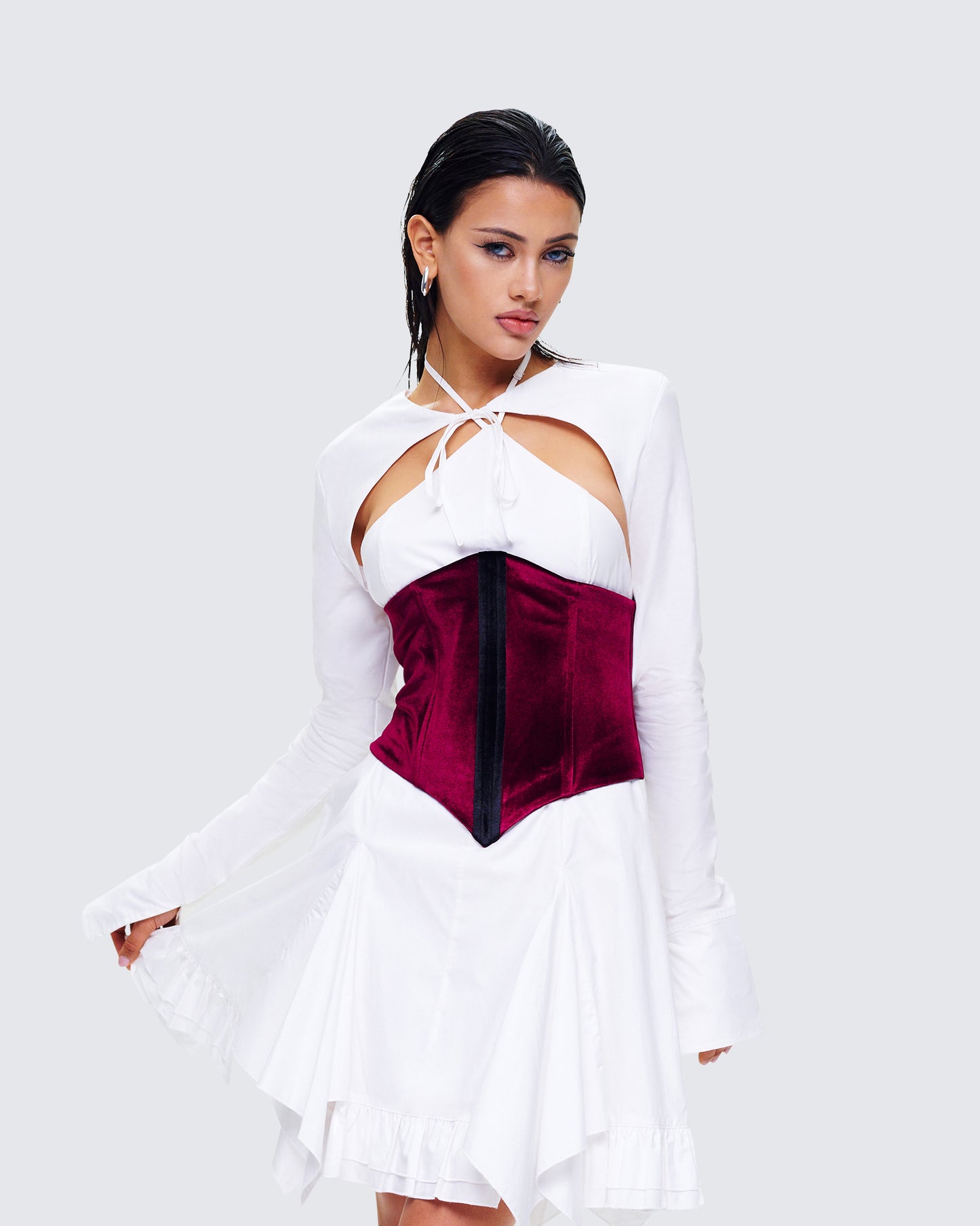 Moira Burgundy Velvet Corset Top