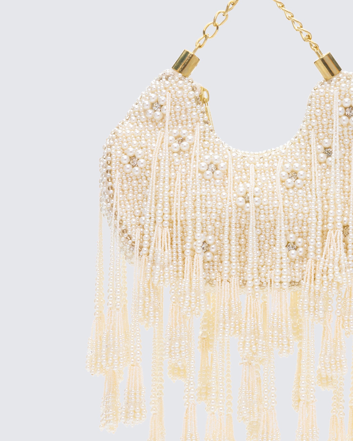 Mona Ivory Embellished Chandelier Bag - close up detail
