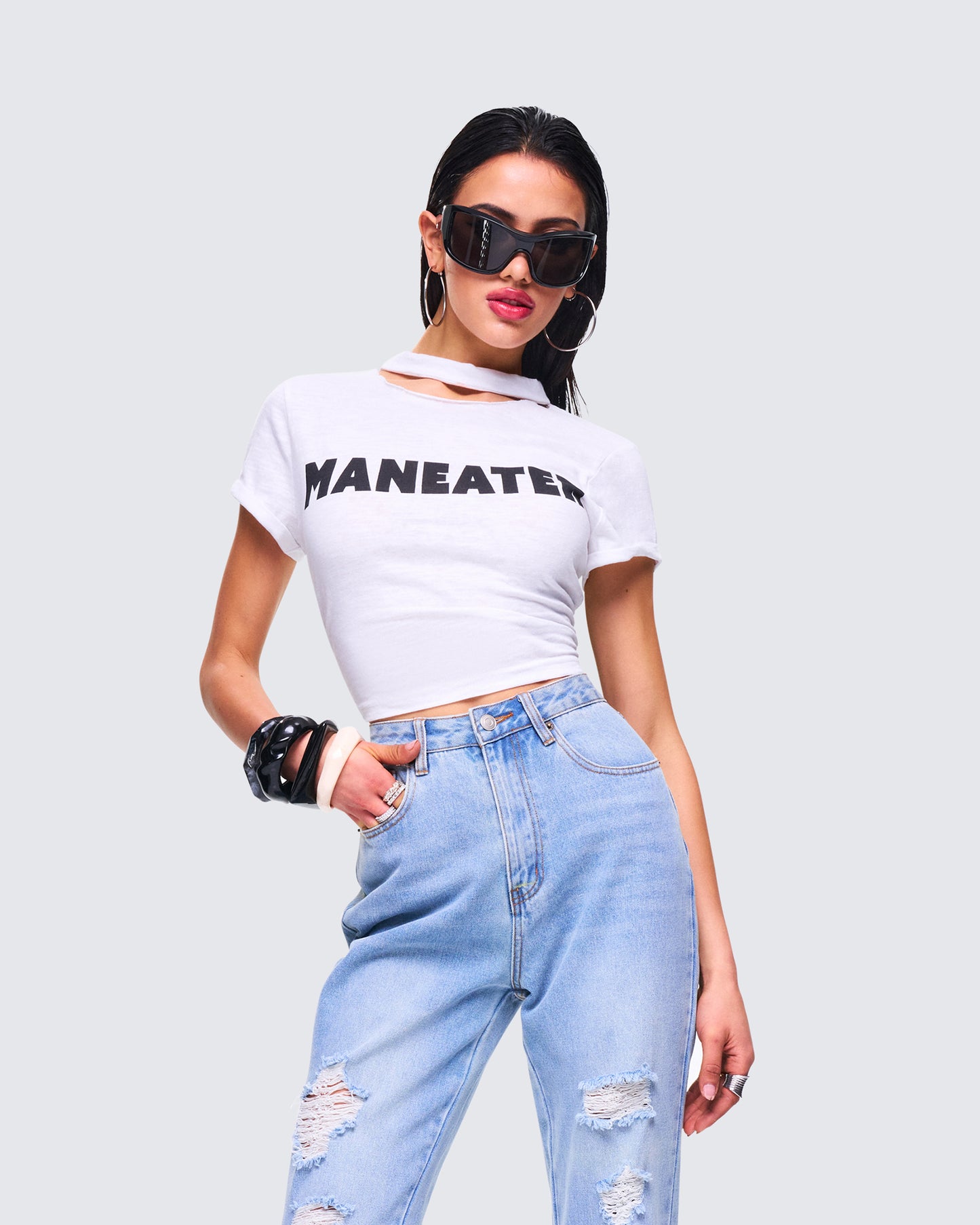 Monte White Jersey Graphic Top