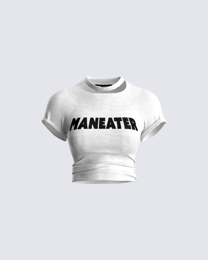 Monte White Jersey Graphic Top