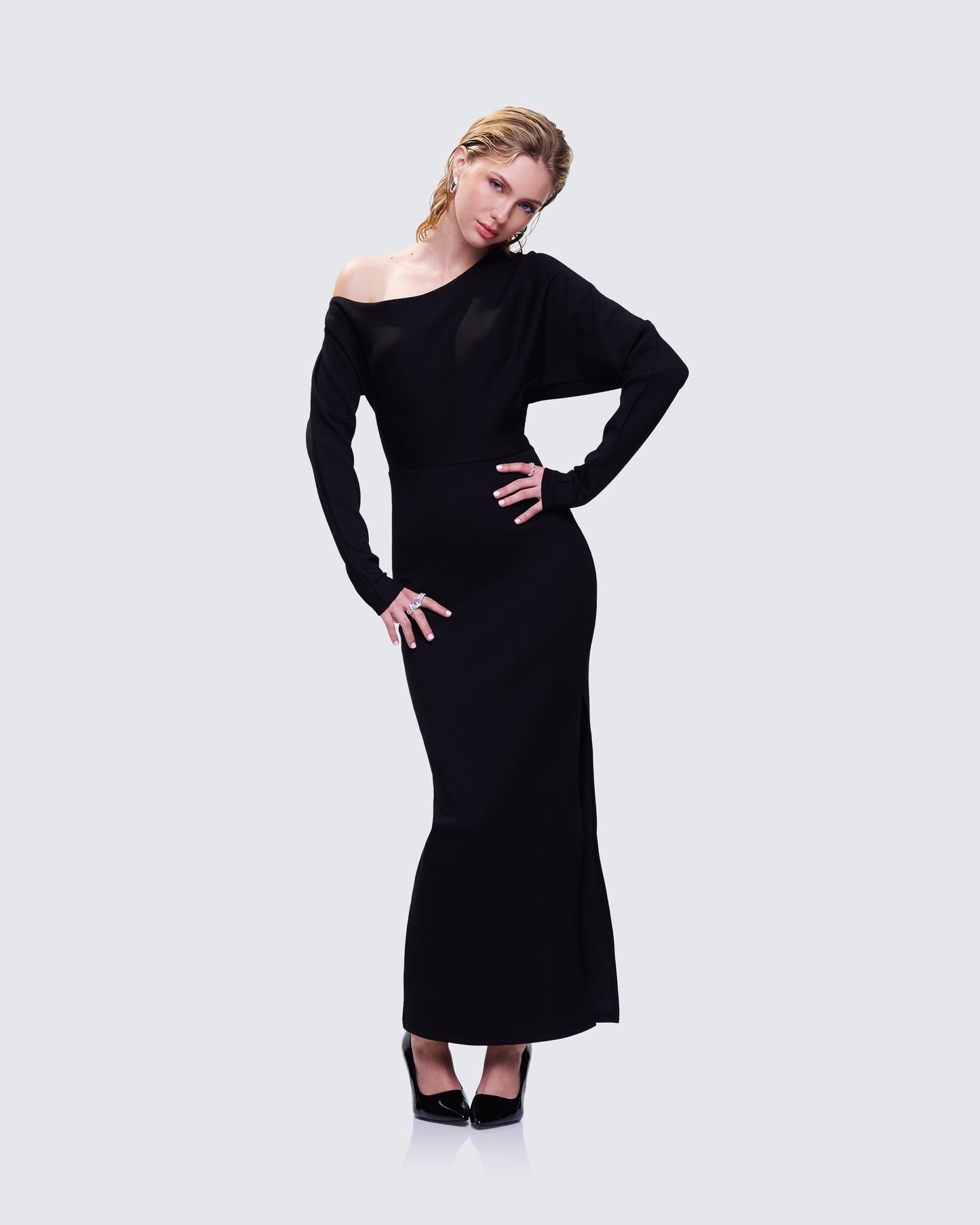 Morwena Black Off Shoulder Maxi Dress