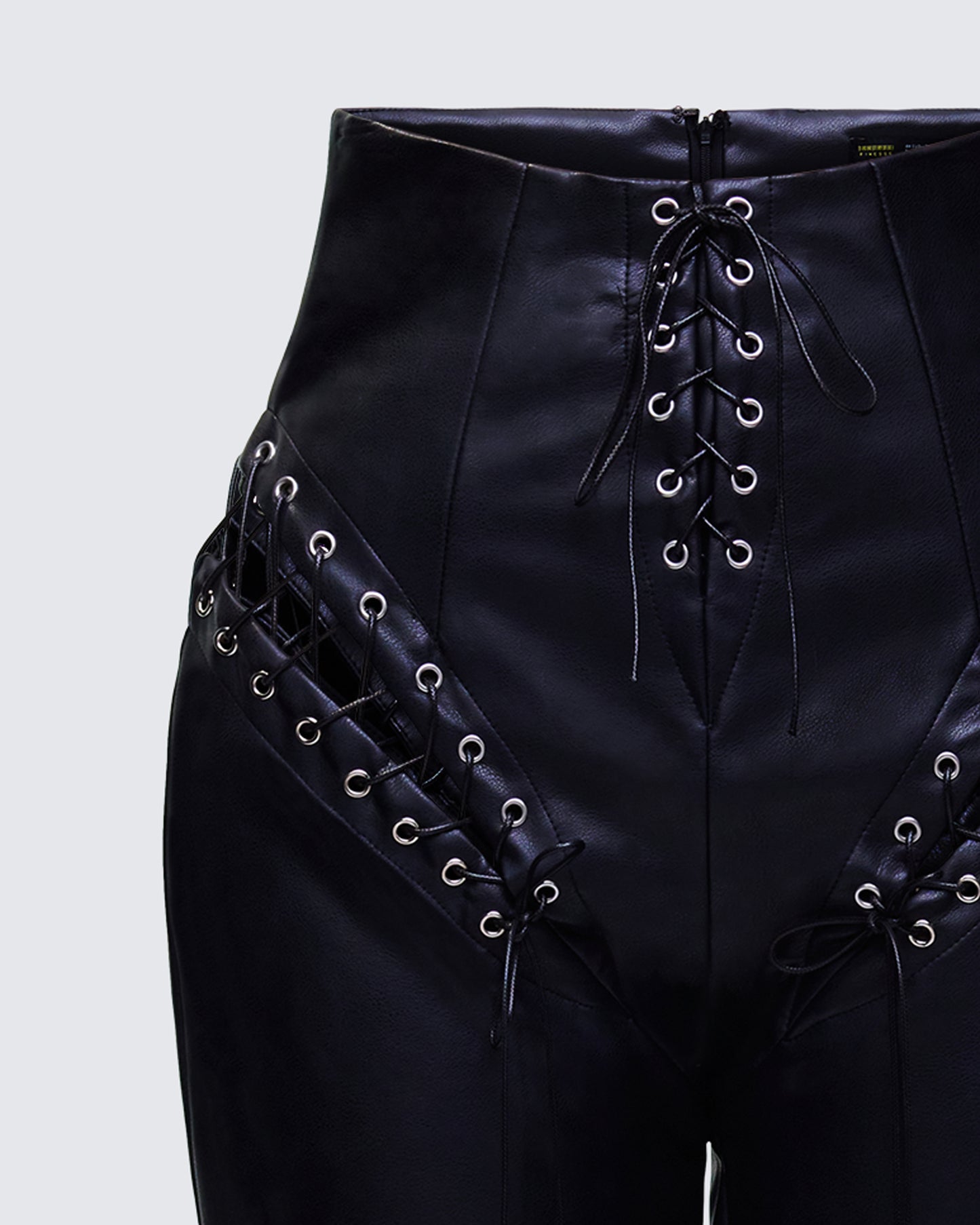 Nada Black Lace Up High Waisted Pant