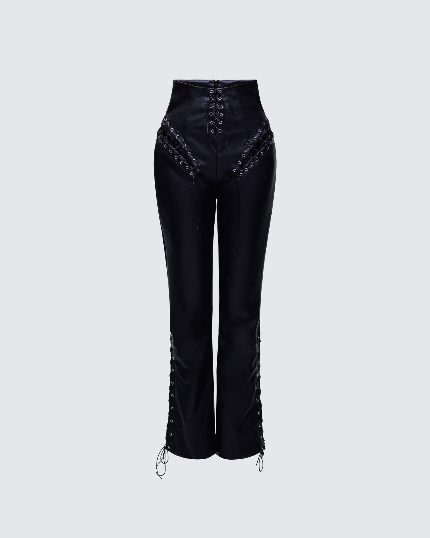 Nada Black Lace Up High Waisted Pant